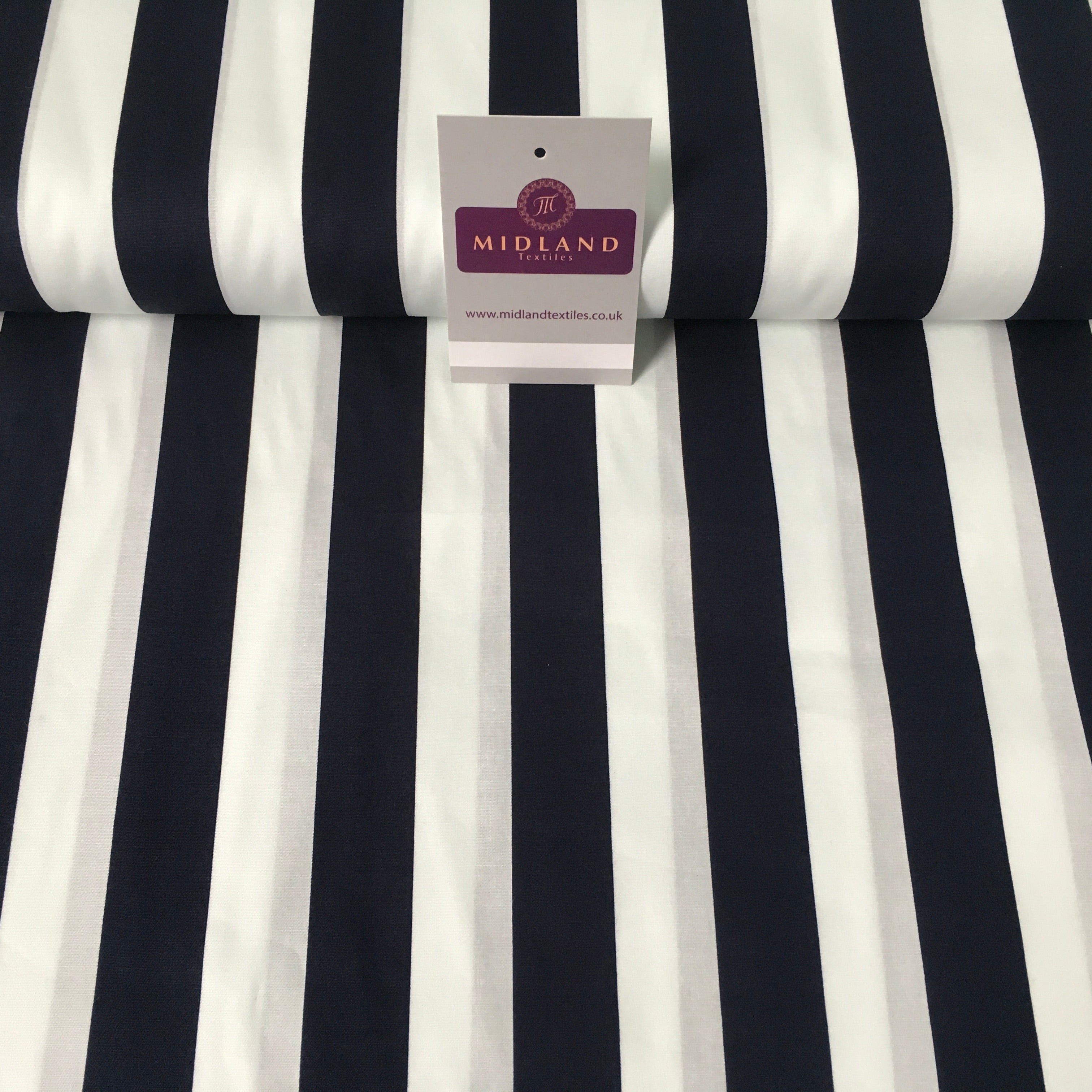 2.5cm Candy Stripped Cotton Poplin shirting, dress Fabric 44' wide MK898 Mtex