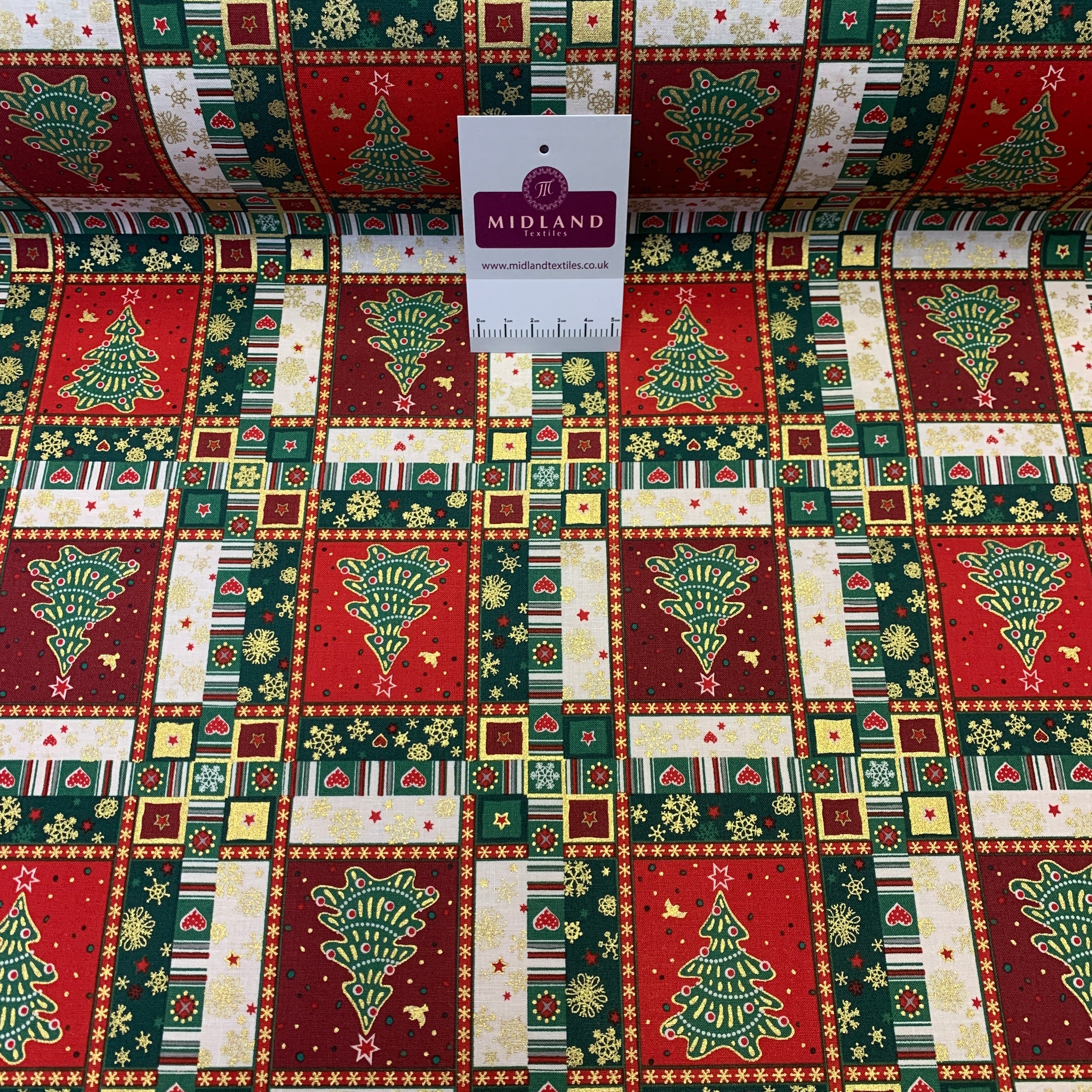 Christmas Gold Foil Printed 100% Cotton Fabric  MD1468 Mtex