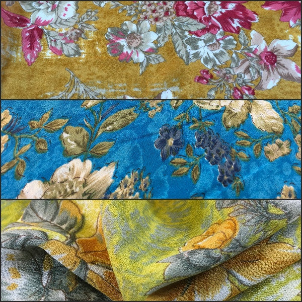 Lightweight Floral Printed Rayon Crepe dress fabric 39' wide M664 - Midland Textiles & Fabric