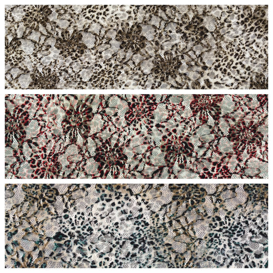 Animal snake printed raschel stretch lace dress fabric 55" Wide M646 Mtex - Midland Textiles & Fabric