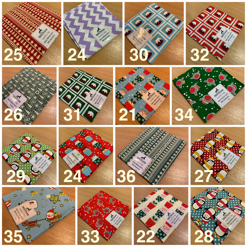 Christmas 100% Cotton pre-cut Fat quarters 46cm x 53cm craft Fabric MK1459