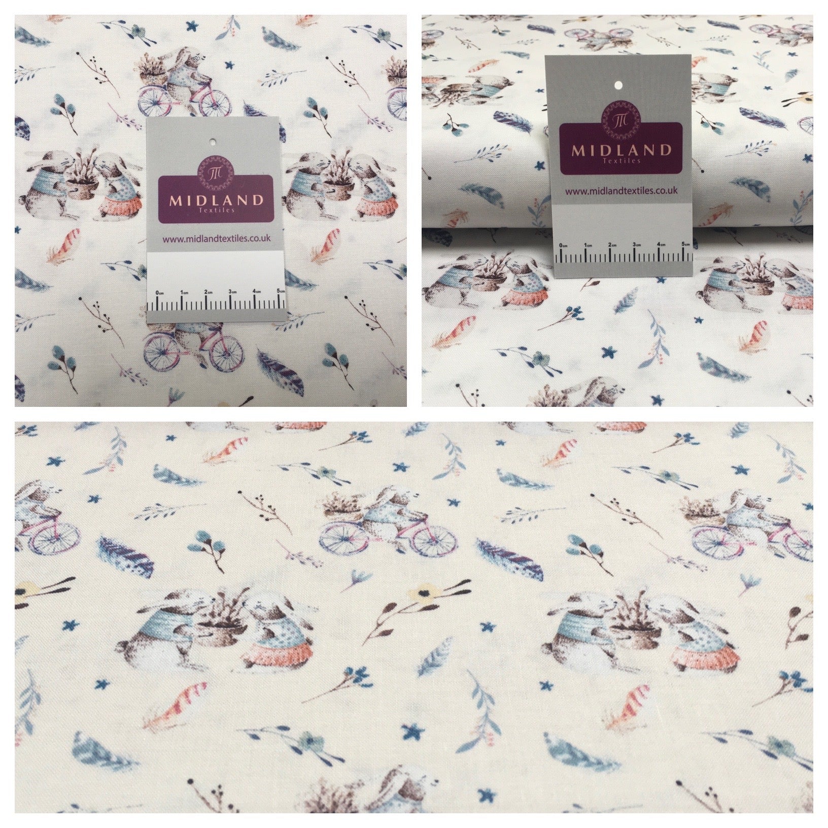 Bicycle bunny printed Korean 100% cotton Patchwork craft mask Fabric MD1418 Mtex