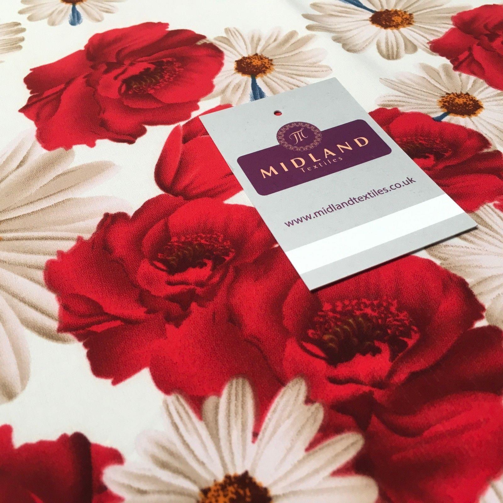 Floral Printed Peach Poly Spandex Luxury Feel dress fabric 55' Wide MD937 Mtex