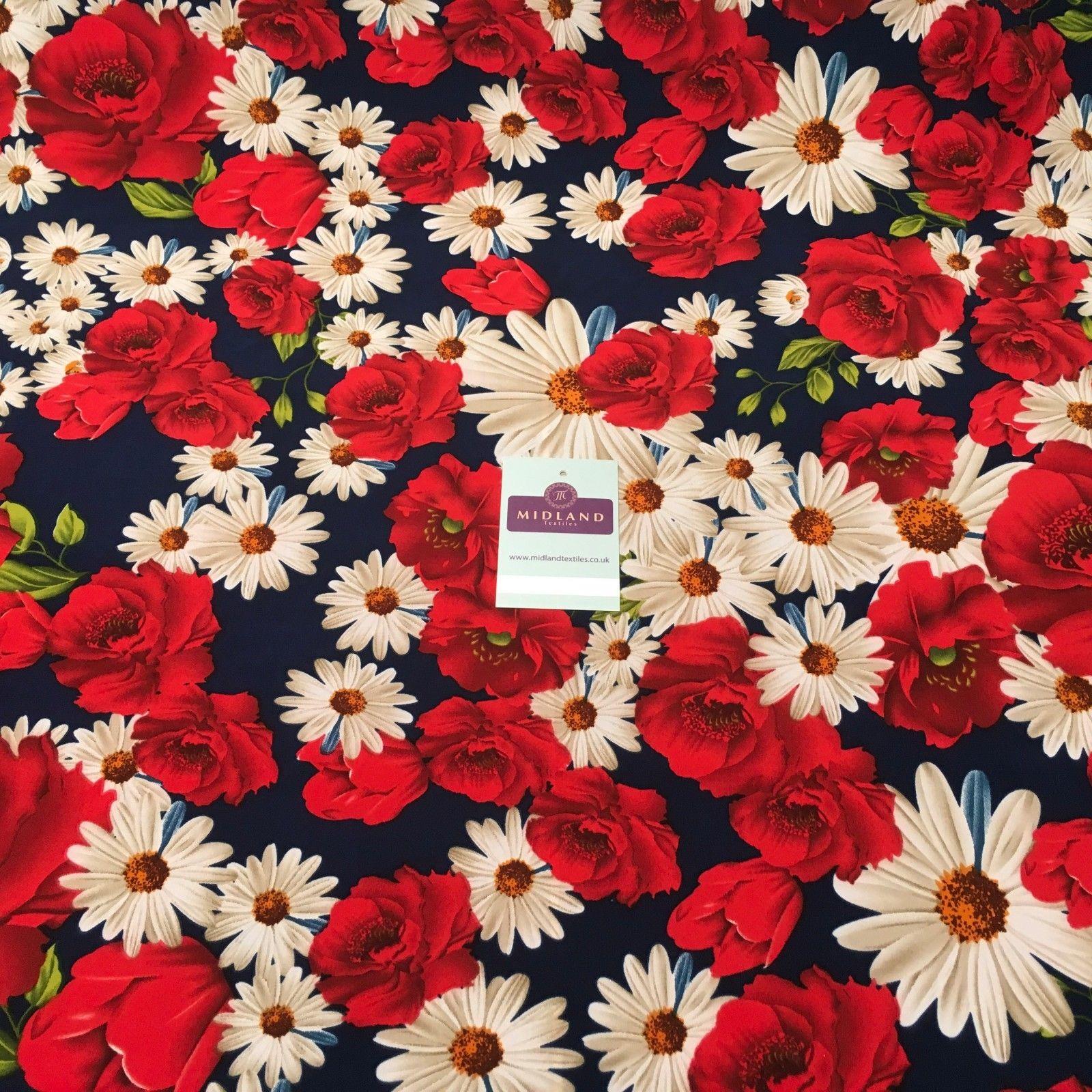 Floral Printed Peach Poly Spandex Luxury Feel dress fabric 55' Wide MD937 Mtex