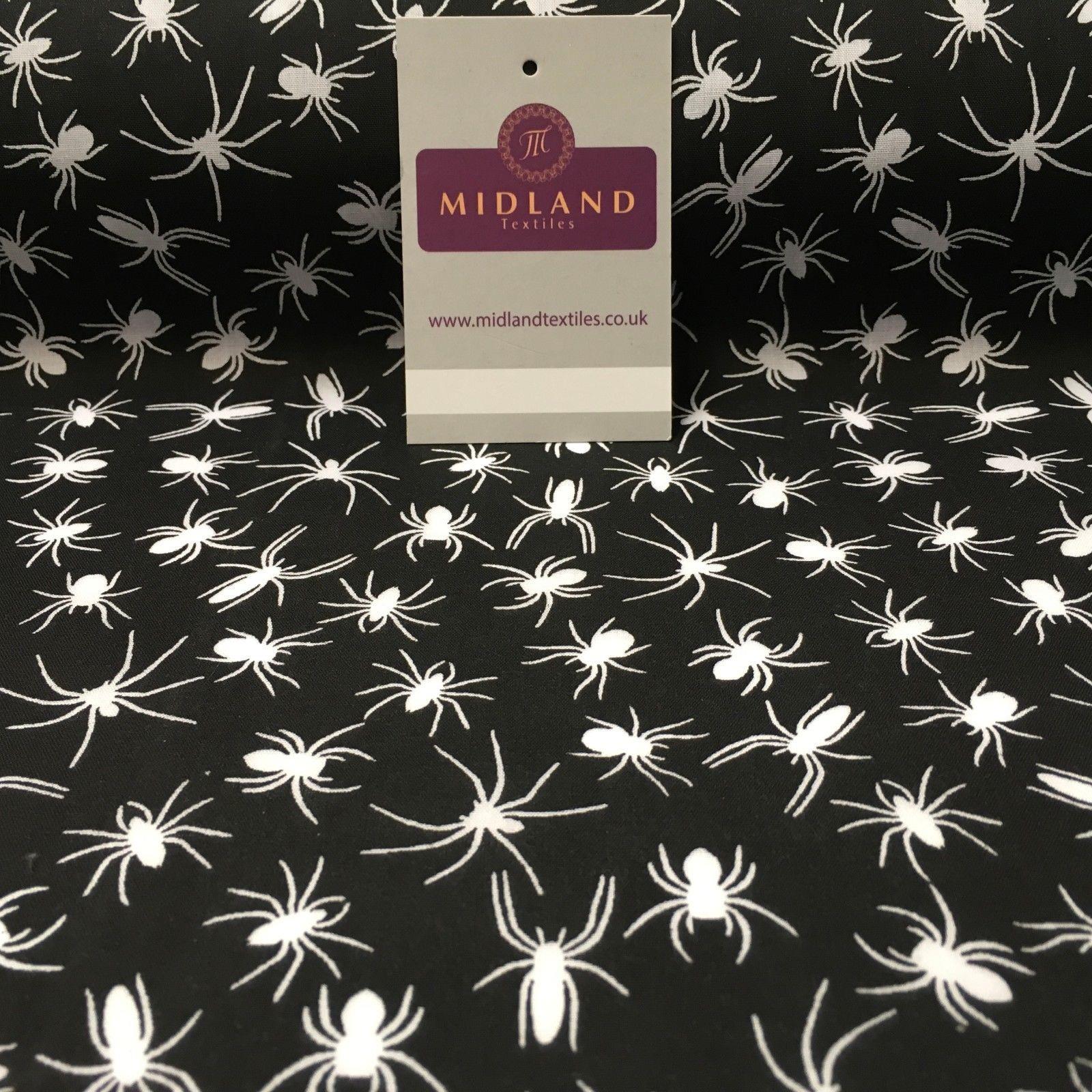 Halloween Spooky Spider insect Printed poly cotton fabric 45' Wide MD941 Mtex