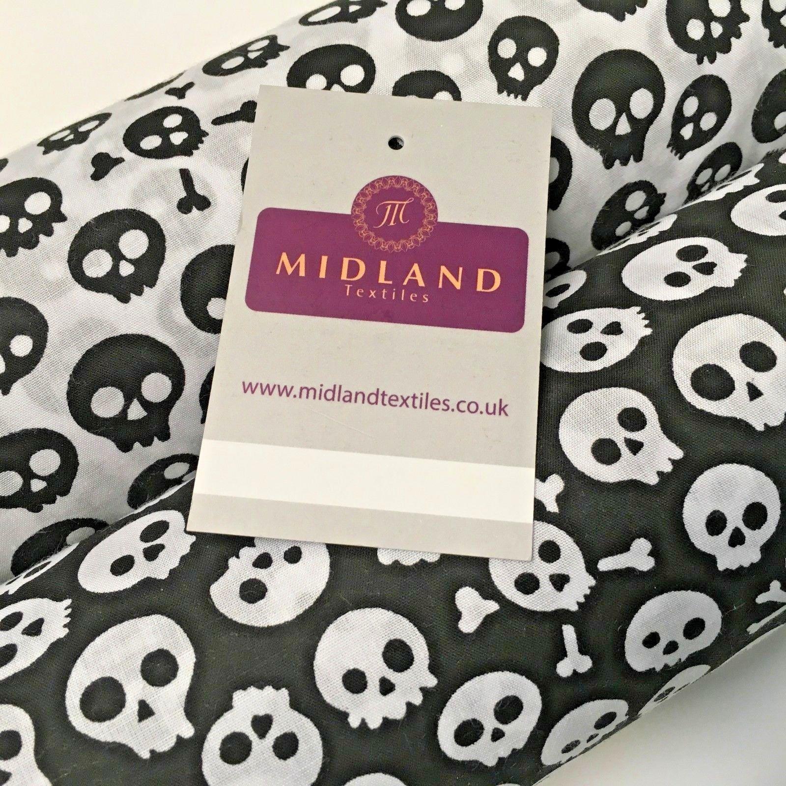 Halloween Skull and Bone Printed poly cotton fabric 45' Wide MD940 Mtex
