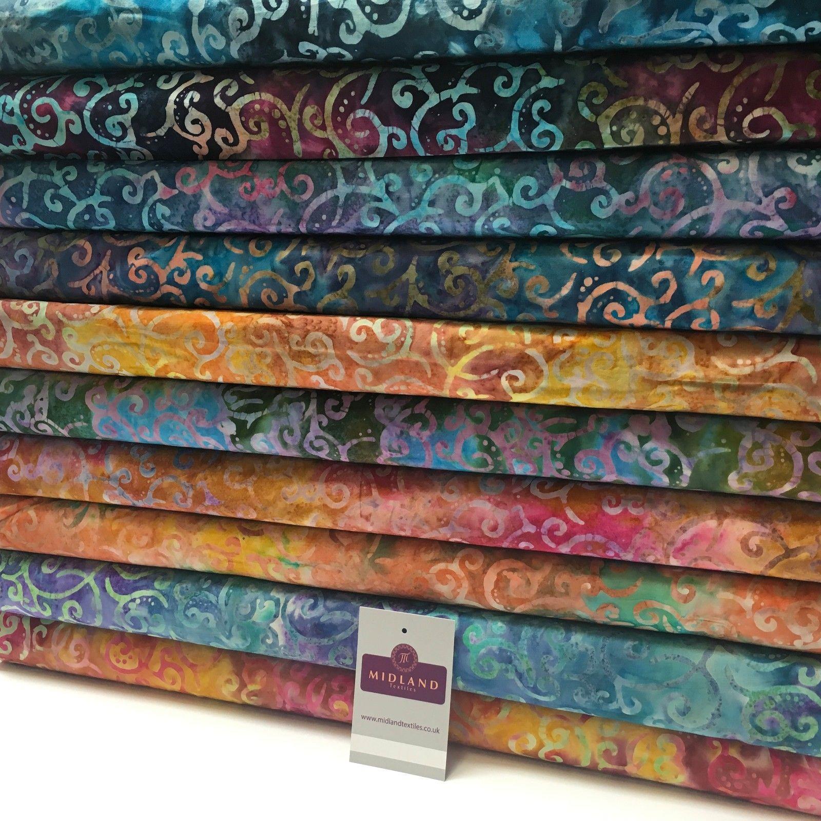 Bali Batik Swirls and dot Print 100% Cotton Patchwork fabric 44' Wide MK904