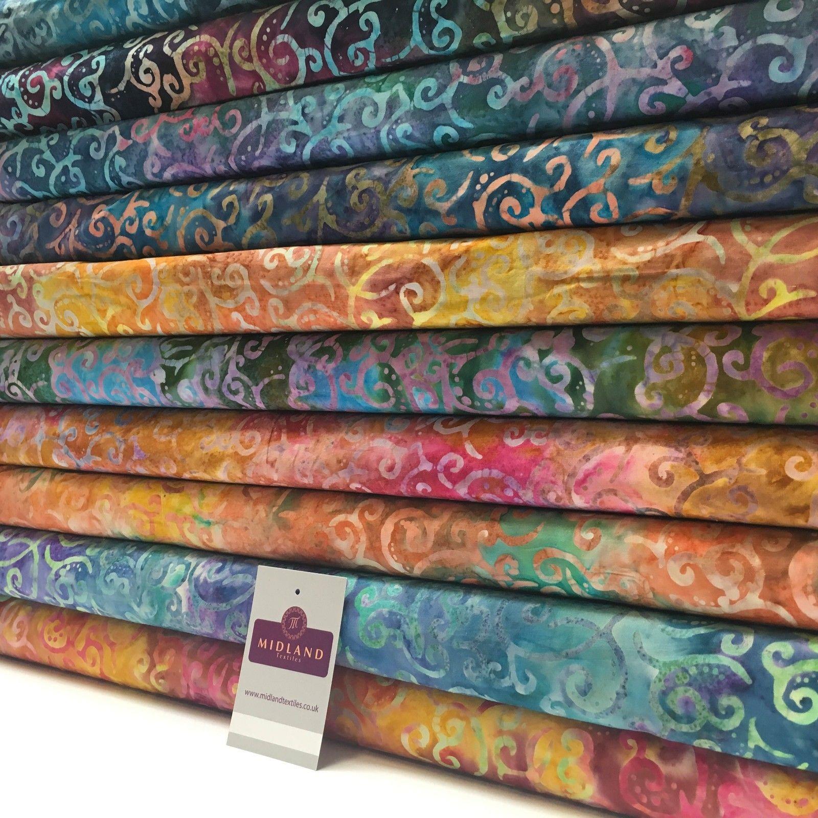 Bali Batik Swirls and dot Print 100% Cotton Patchwork fabric 44' Wide MK904