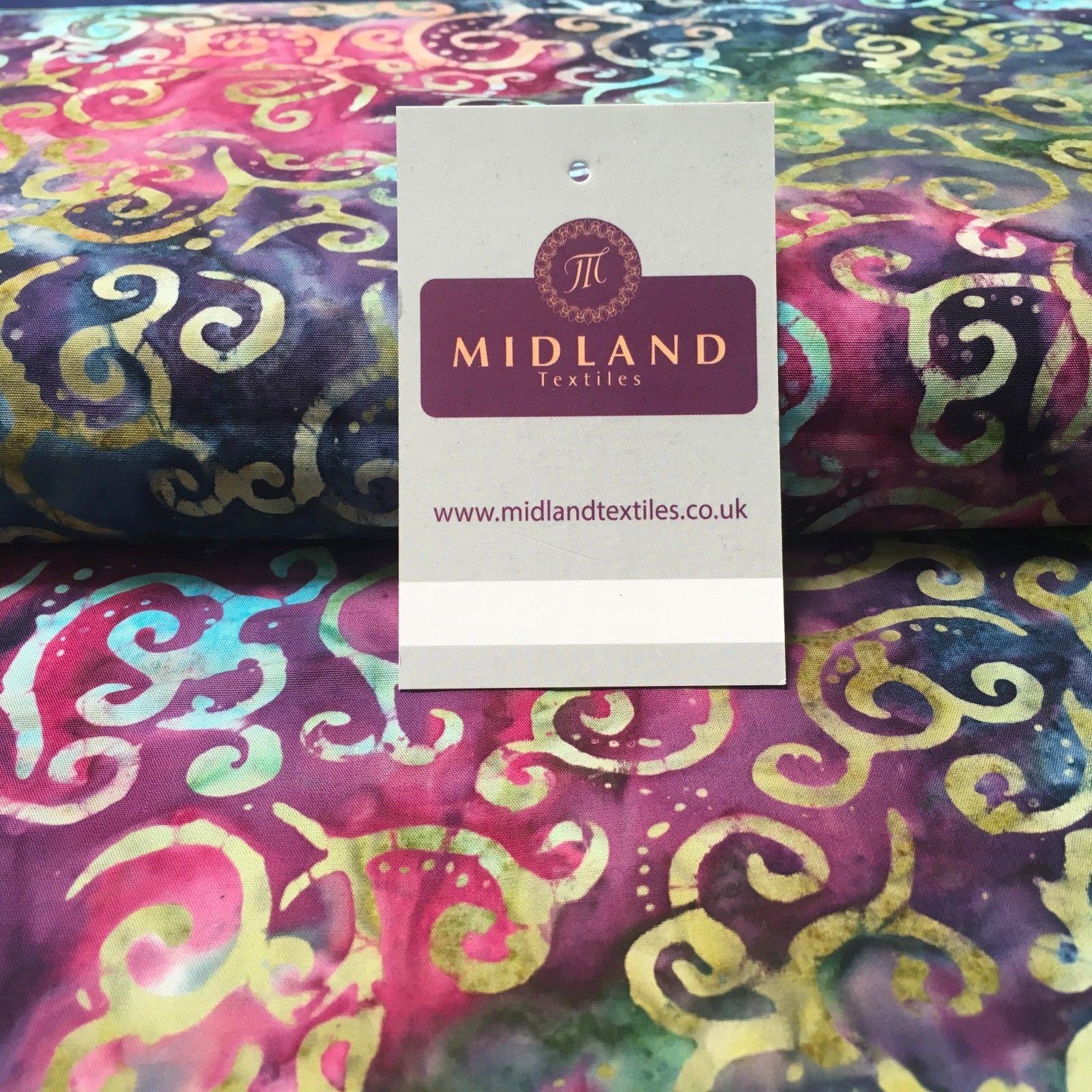 Bali Batik Swirls and dot Print 100% Cotton Patchwork fabric 44' Wide MK904