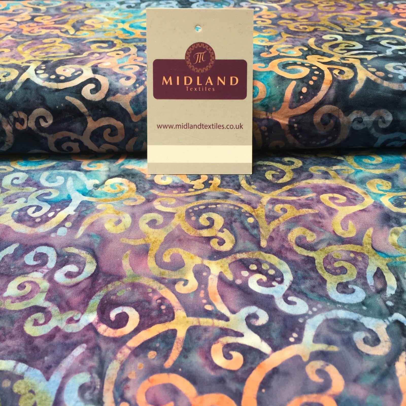 Bali Batik Swirls and dot Print 100% Cotton Patchwork fabric 44' Wide MK904