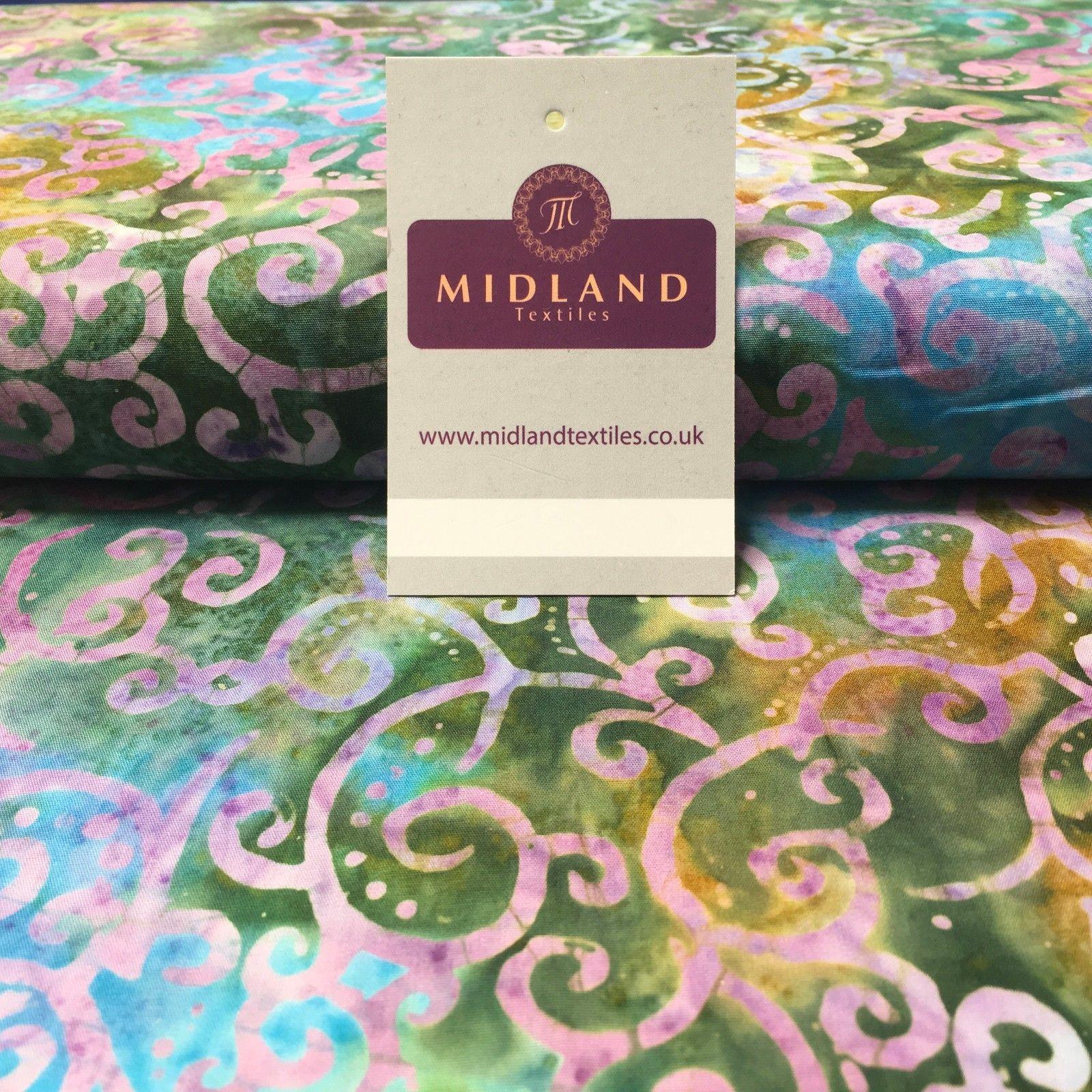 Bali Batik Swirls and dot Print 100% Cotton Patchwork fabric 44' Wide MK904