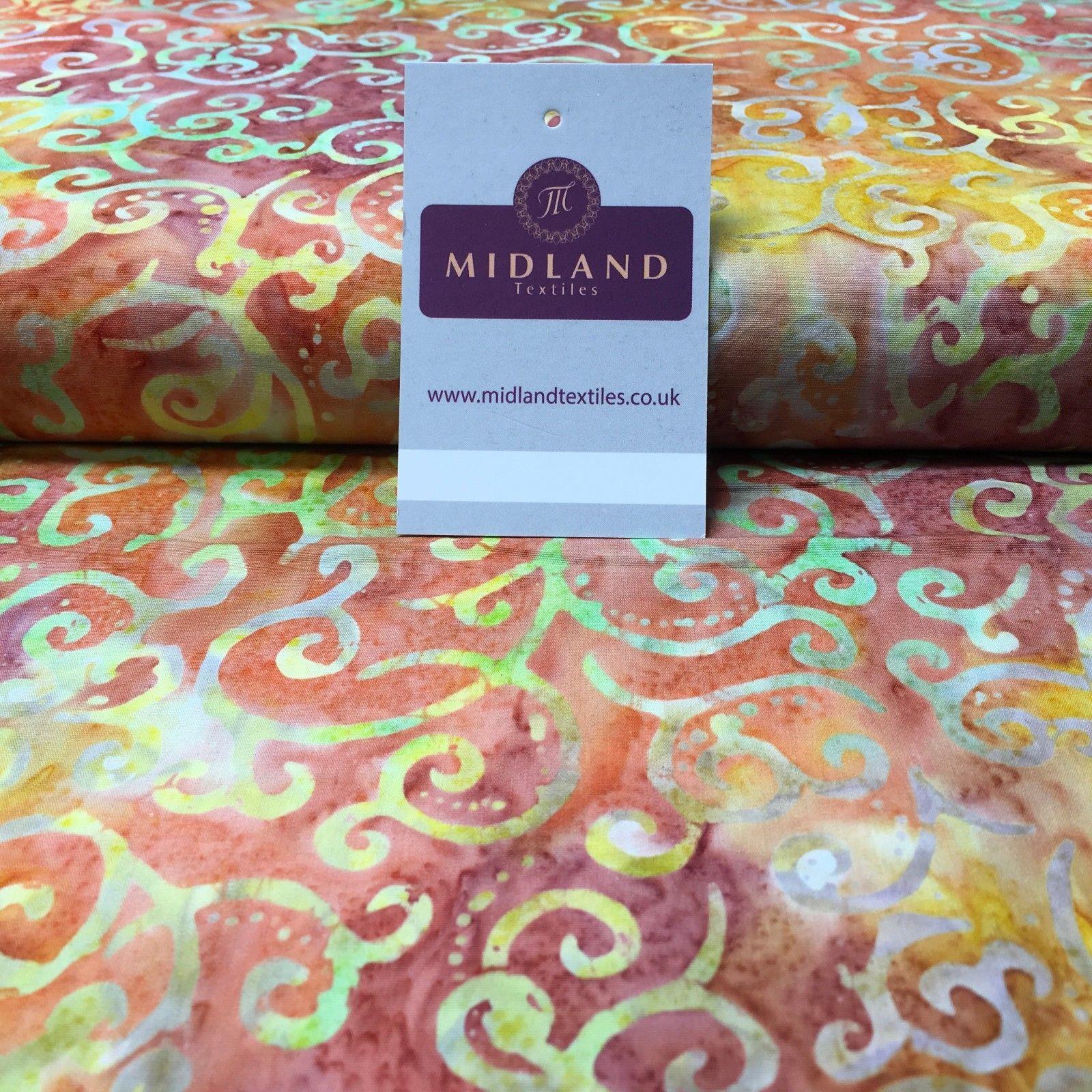 Bali Batik Swirls and dot Print 100% Cotton Patchwork fabric 44' Wide MK904