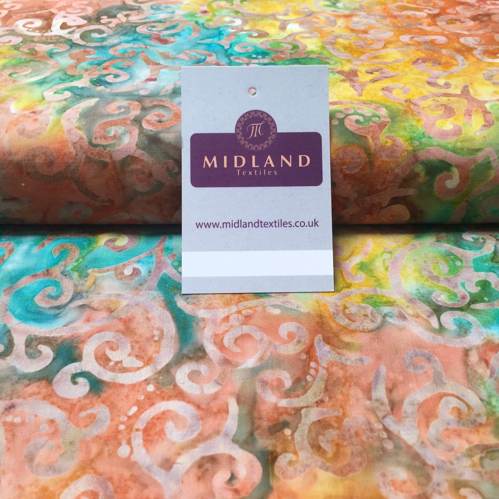 Bali Batik Swirls and dot Print 100% Cotton Patchwork fabric 44' Wide MK904