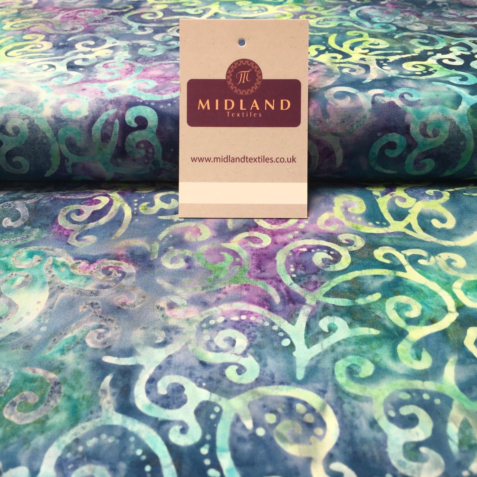 Bali Batik Swirls and dot Print 100% Cotton Patchwork fabric 44' Wide MK904