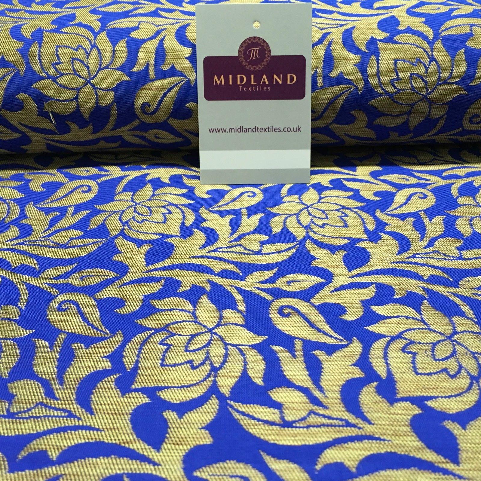 Indian Floral Gold Banarsi Brocade Faux Silk Waistcoat fabric 50' Wide MA873