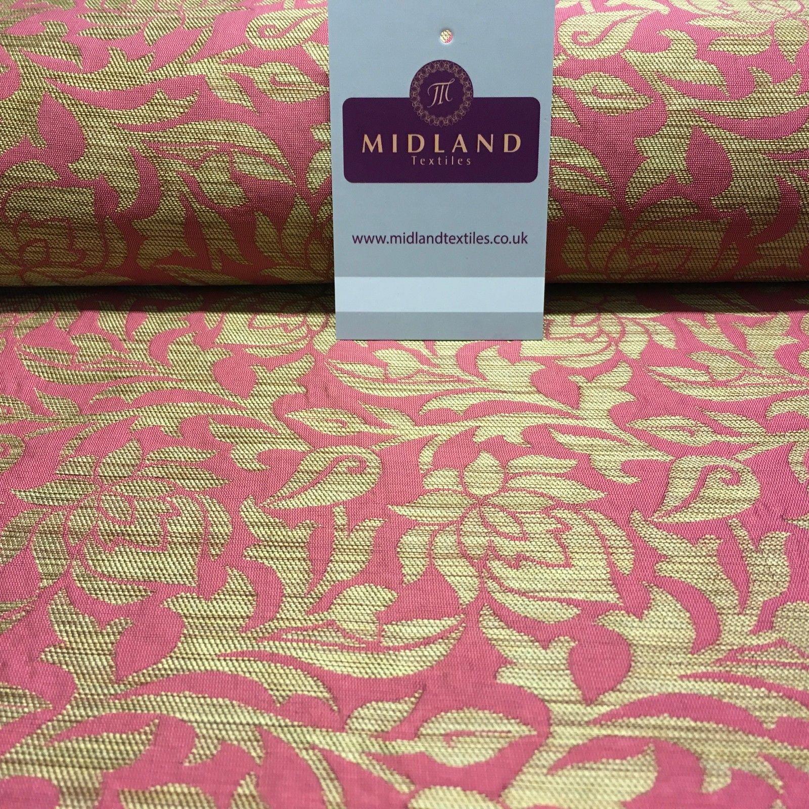 Indian Floral Gold Banarsi Brocade Faux Silk Waistcoat fabric 50' Wide MA873