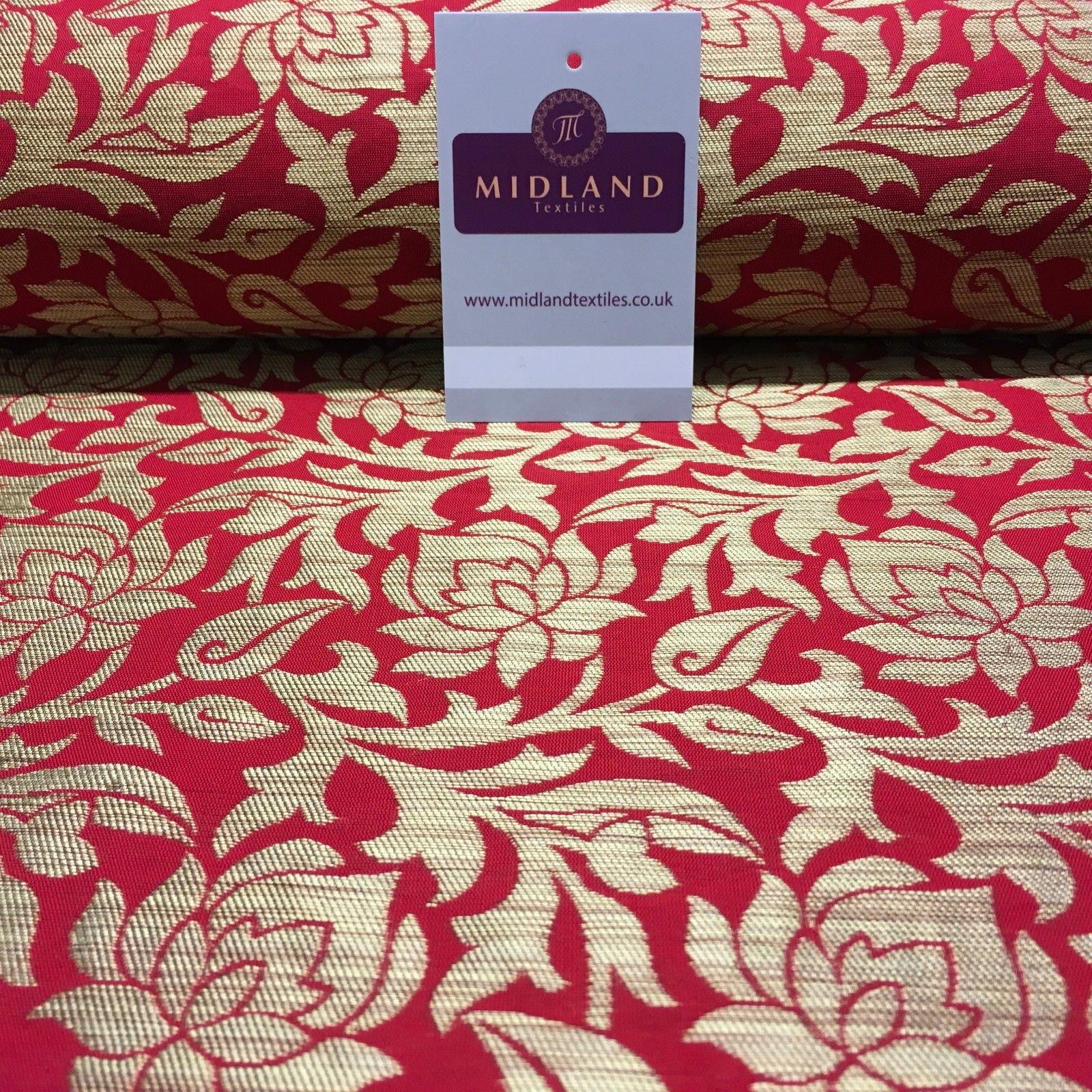 Indian Floral Gold Banarsi Brocade Faux Silk Waistcoat fabric 50' Wide MA873