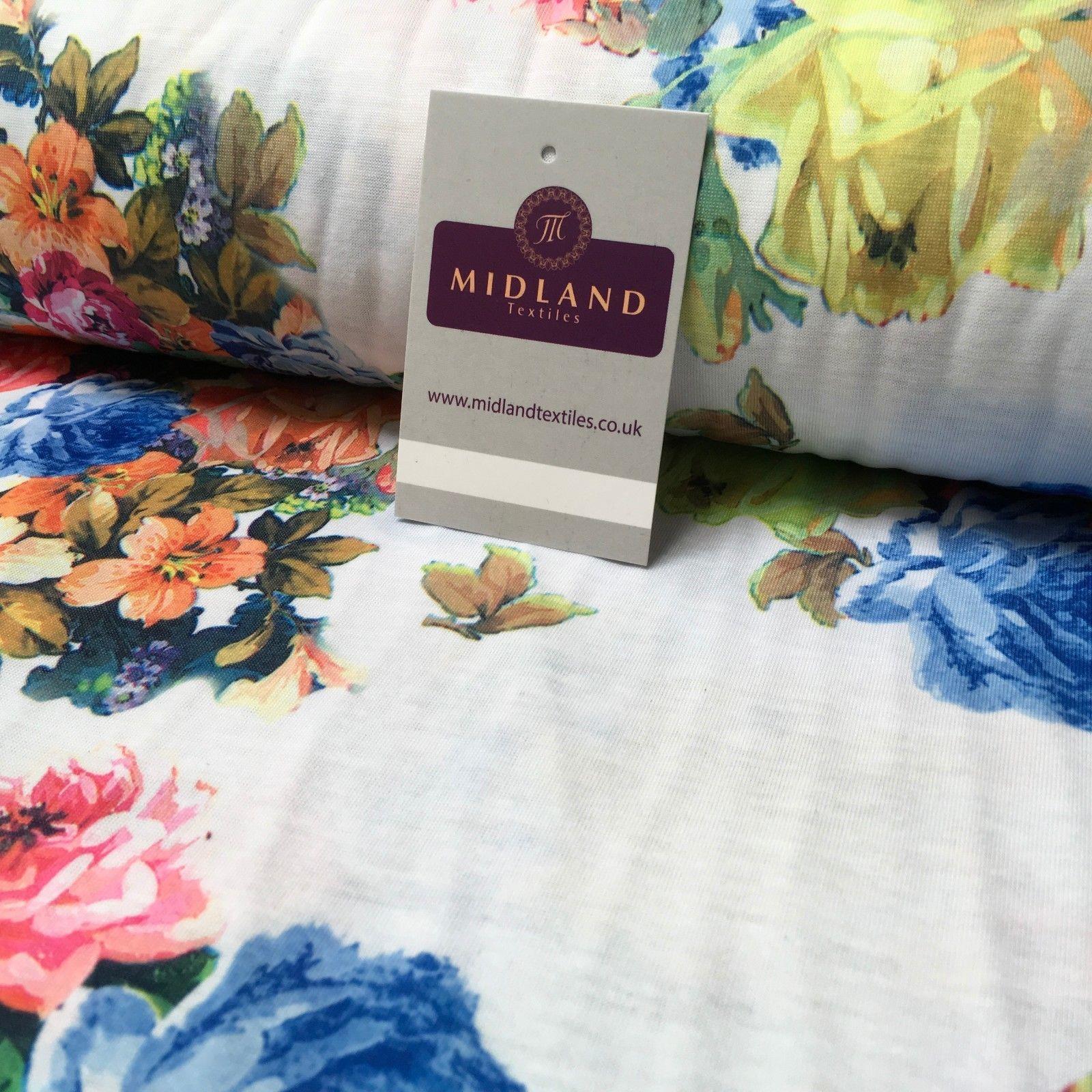 White Printed Cotton Jersey Dress Fabric 55' Wide MK923-8 Mtex