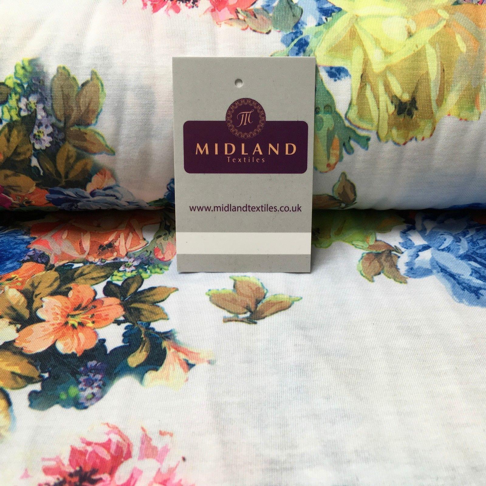 White Printed Cotton Jersey Dress Fabric 55' Wide MK923-8 Mtex