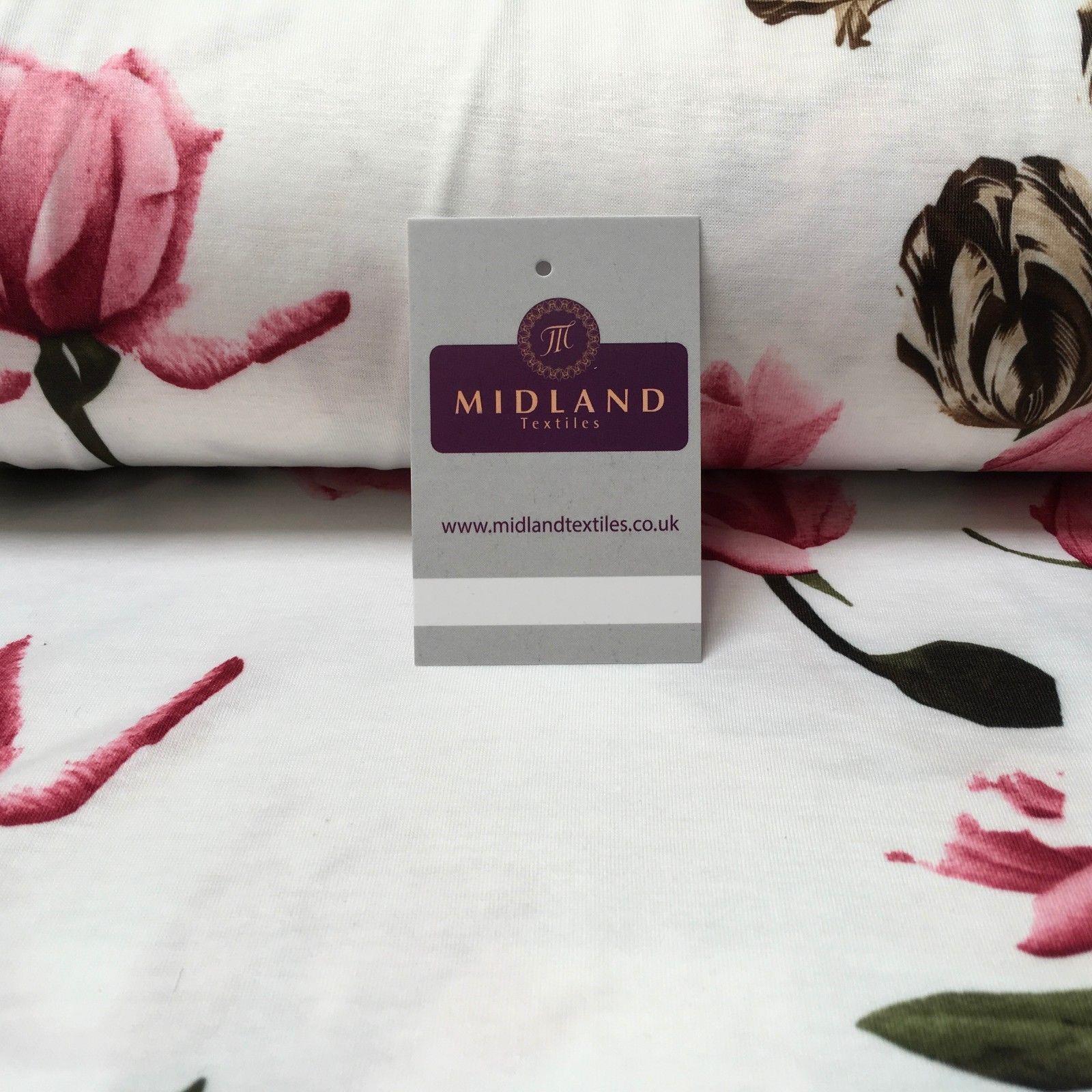 Ivory Floral Vintage Printed Cotton Jersey Dress Fabric 55' Wide MK923-5 Mtex