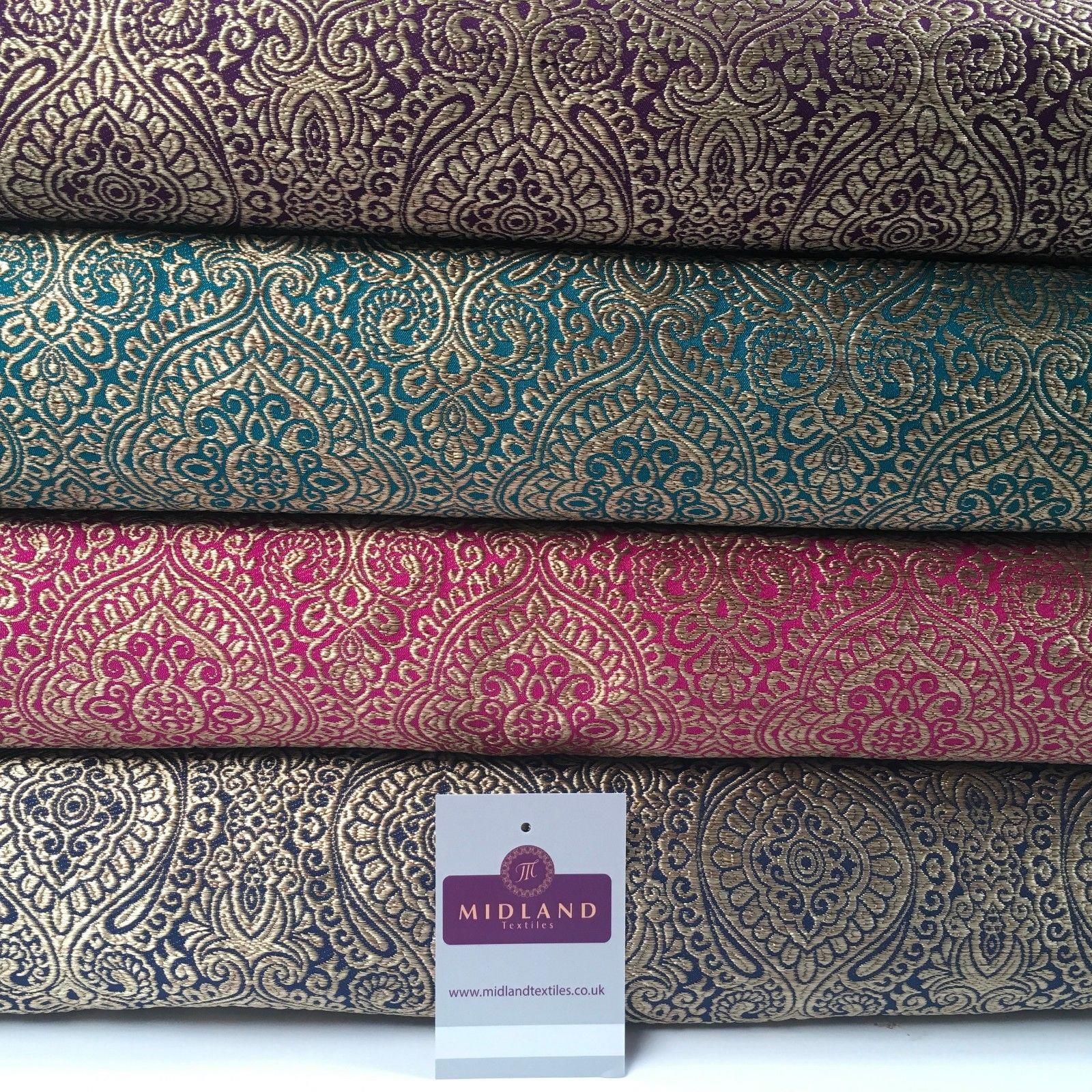 Gold Ornamental Lurex Indian Banarsi Brocade Fabric 52' Wide MA874 Mtex