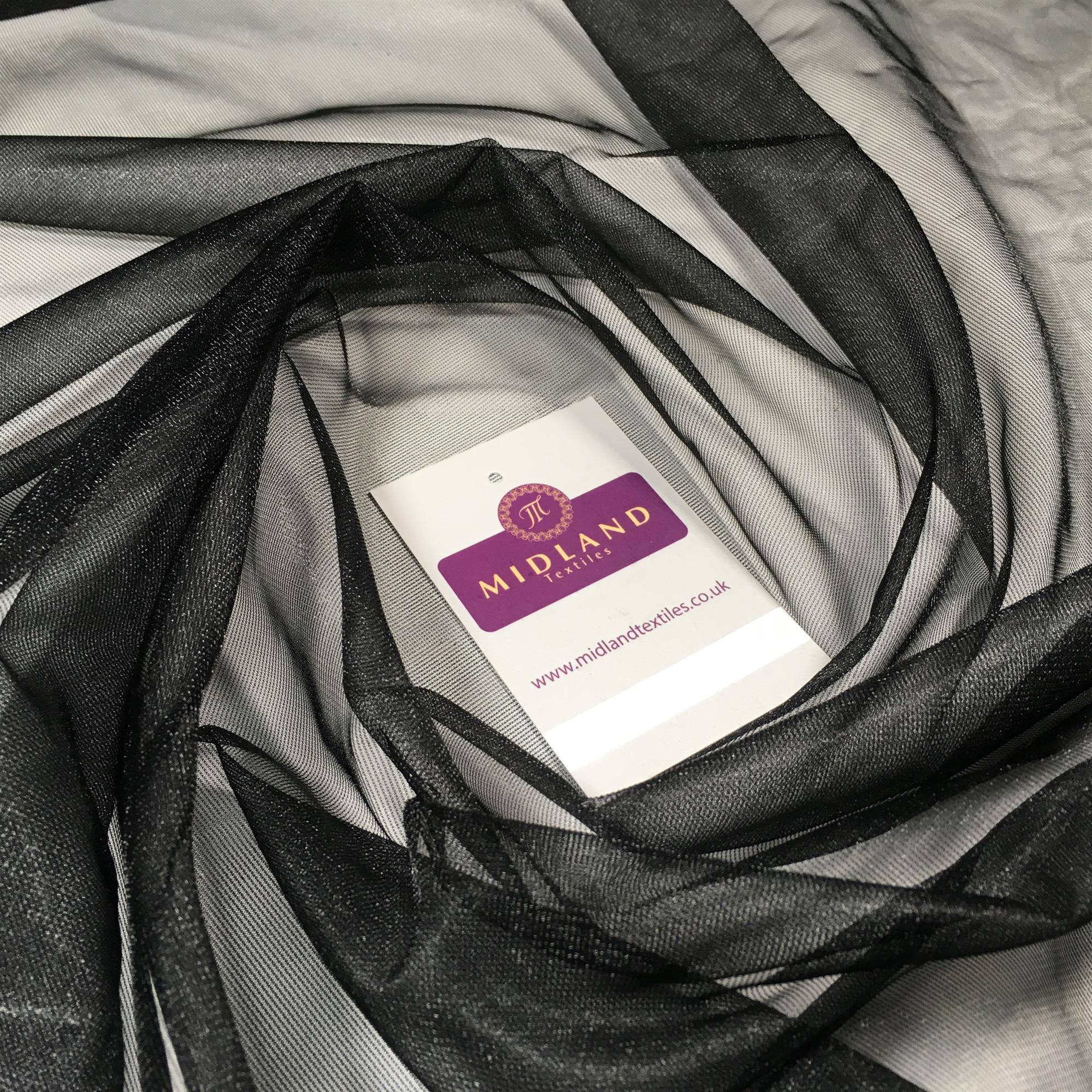 Black shiny sheer net draping fabric 58' Wide M731 Mtex