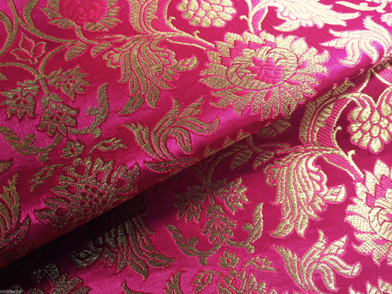 Indian Banarsi Gold Floral Faux Silk Brocade 43' Wide M245 Mtex