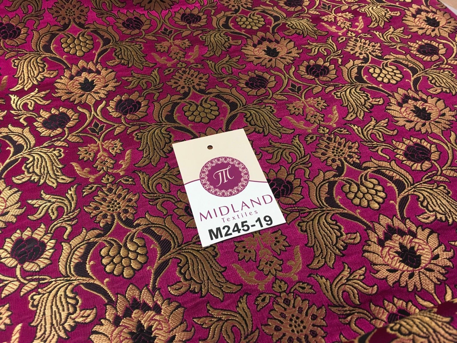 Indian Banarsi Gold Floral Faux Silk Brocade 43' Wide M245 Mtex