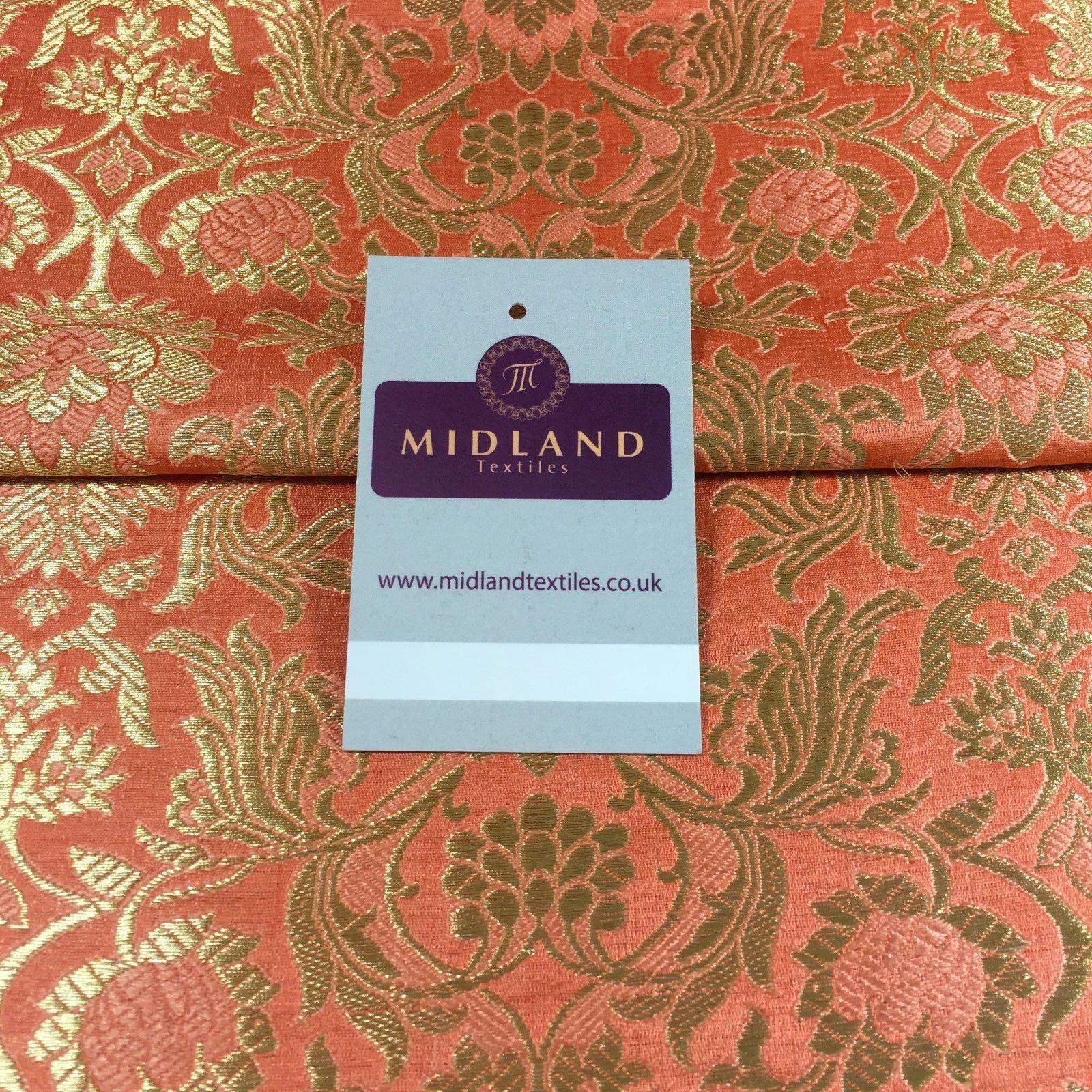 Indian Banarsi Gold Floral Faux Silk Brocade 43' Wide M245 Mtex