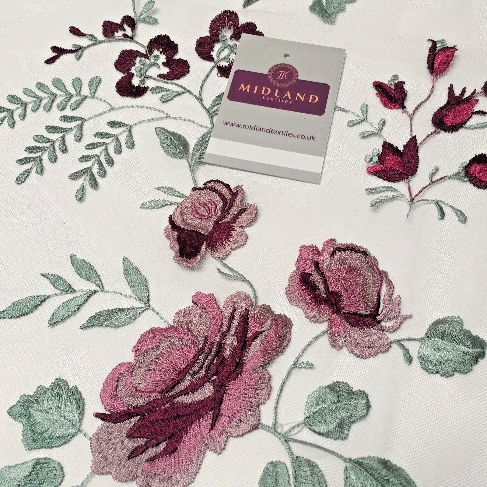 Floral Vintage embroidered elegant wedding dress net fabric  55' Wide MV985 Mtex