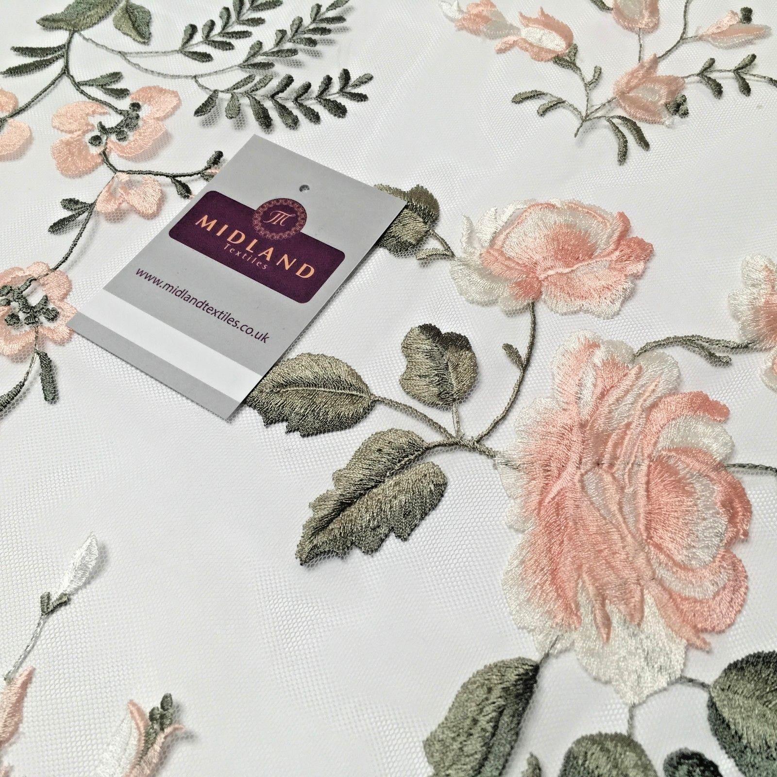 Floral Vintage Elegant embroidered Net dress fabric 55' Wide MV986 Mtex