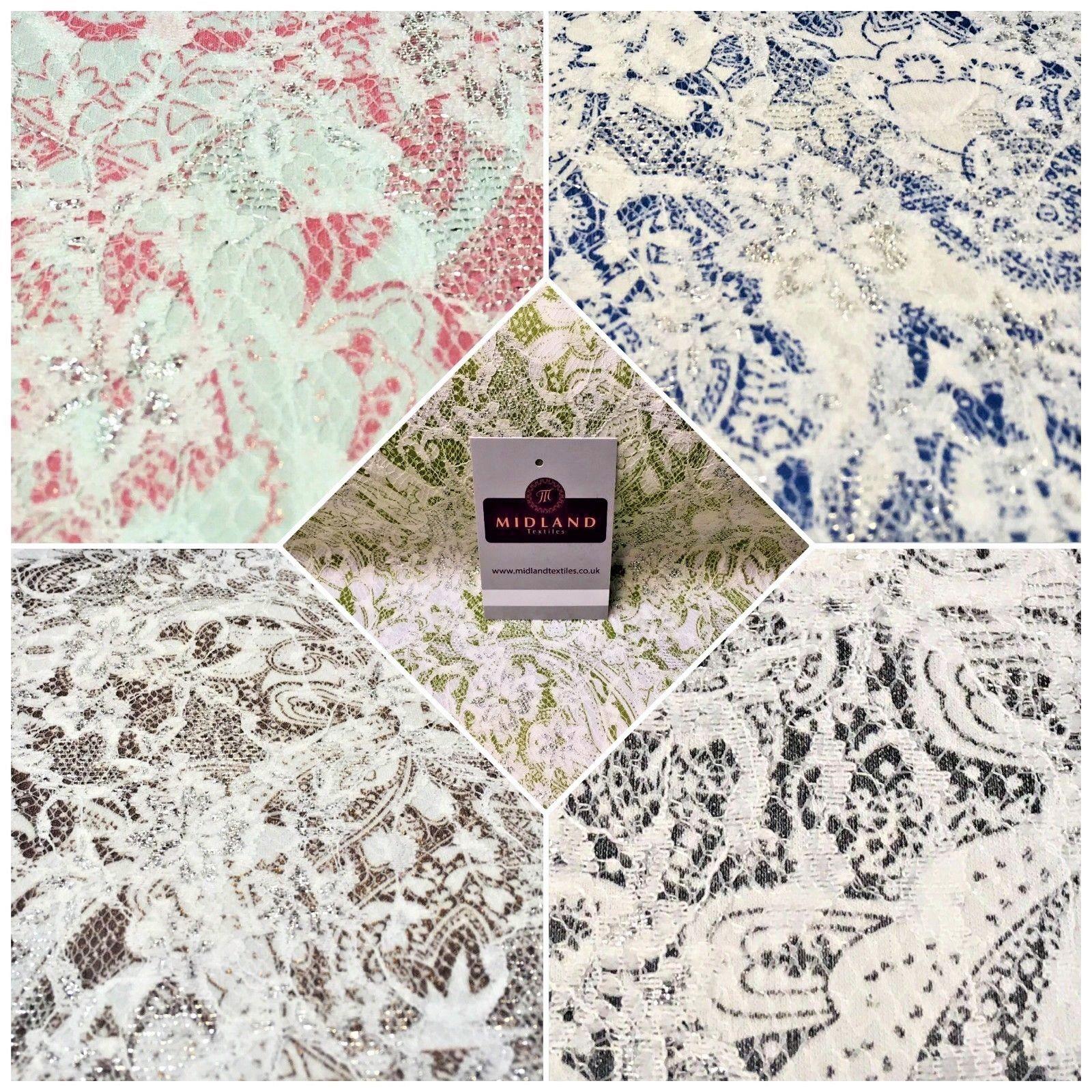 Metallic Paisley Jacquard Bonded Lace net Lycra Base Dress fabric 52' Wide MQ974
