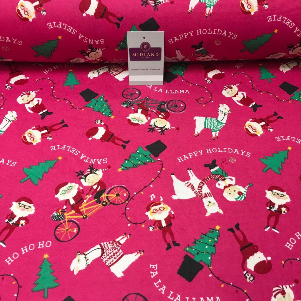 Pink Santa Cotton Wynciette Soft Brushed Flannel Fabric 56