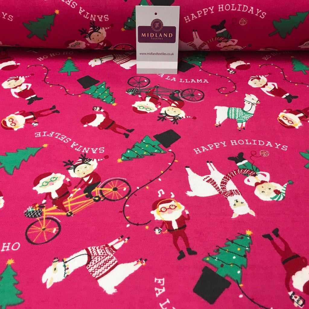 Pink Santa Cotton Wynciette Soft Brushed Flannel Fabric 56