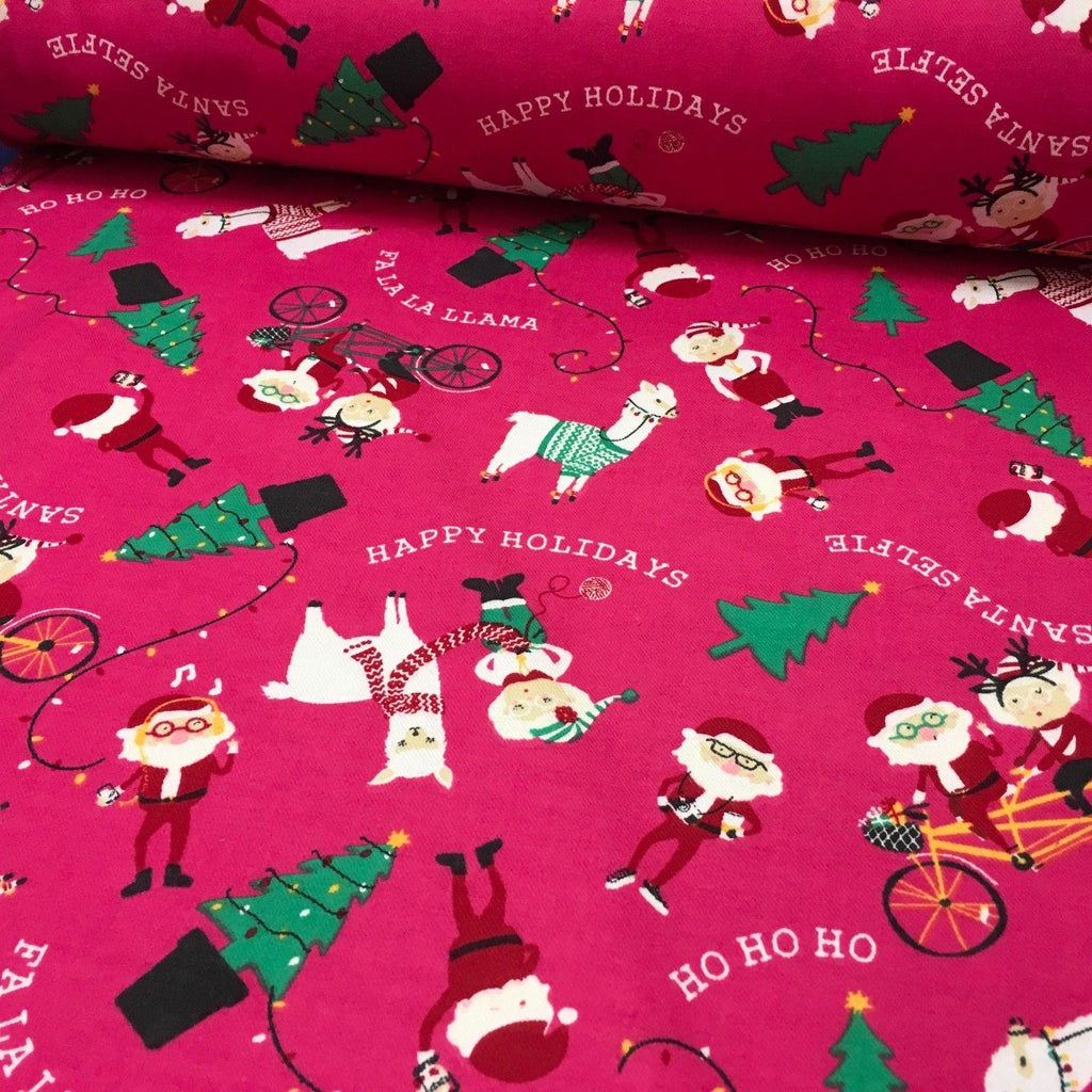 Pink Santa Cotton Wynciette Soft Brushed Flannel Fabric 56