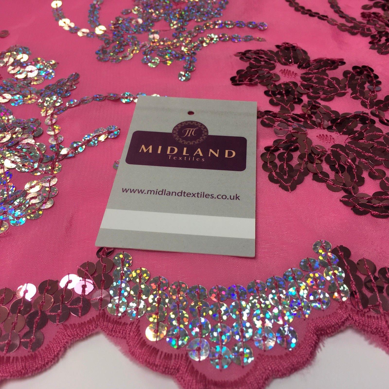 Floral Sequins on crepe Fabric with scalloped edge 39'  Wide MK990