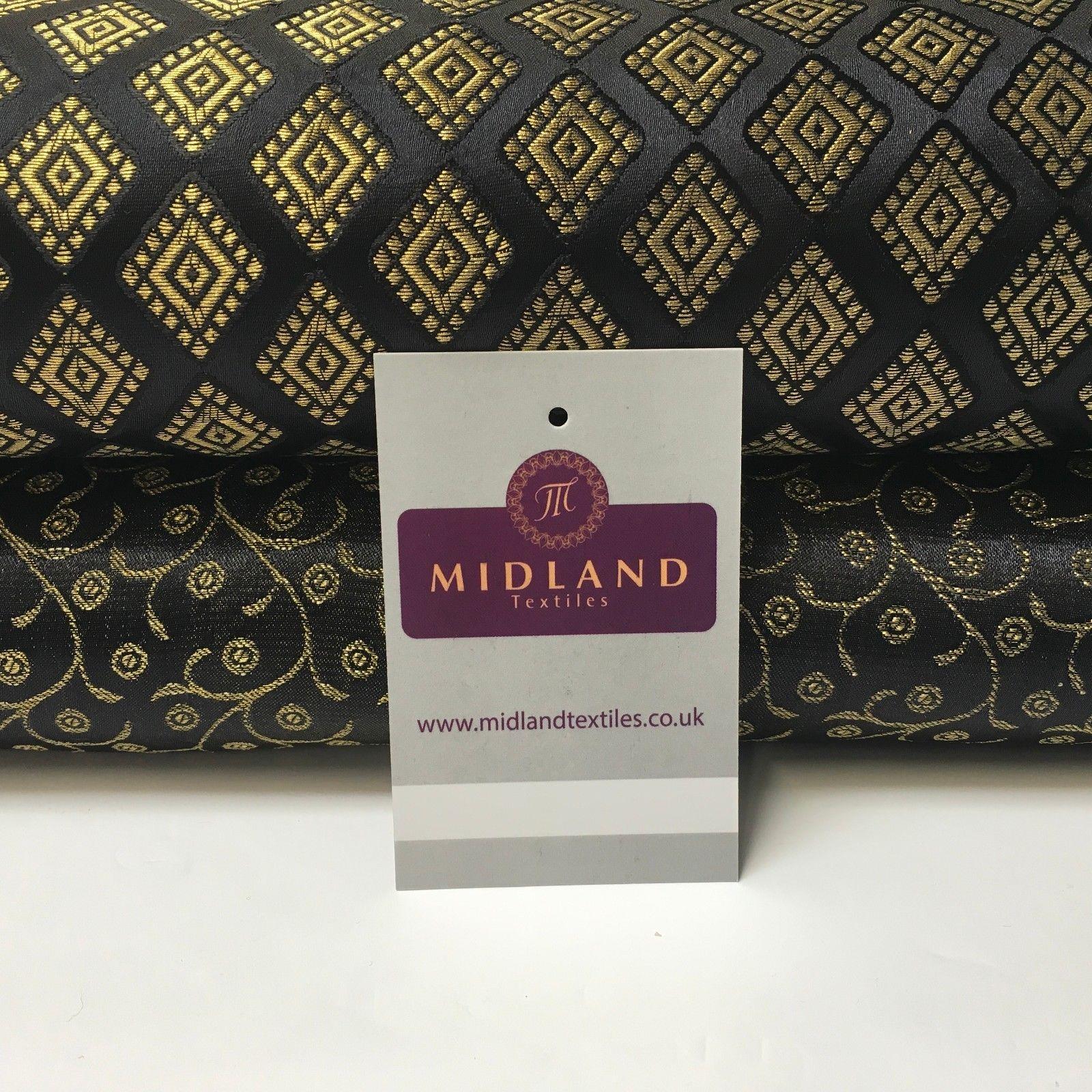 Black Indian Banarsi Brocade faux silk wedding waistcoat fabric 44' Wide M994