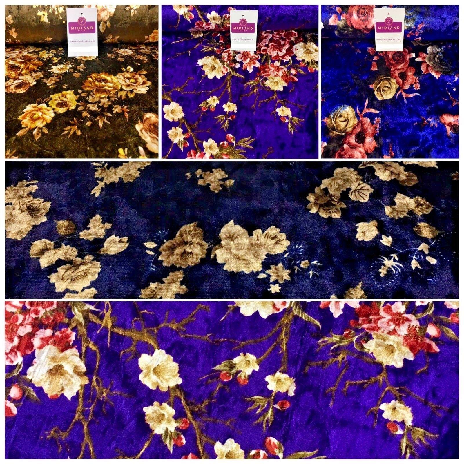 Vintage Floral Velvet Velour Stretch Printed dress fabric 55' Wide M991 Mtex