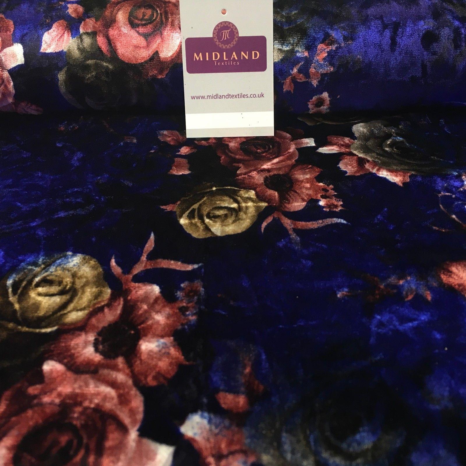 Vintage Floral Velvet Velour Stretch Printed dress fabric 55' Wide M991 Mtex