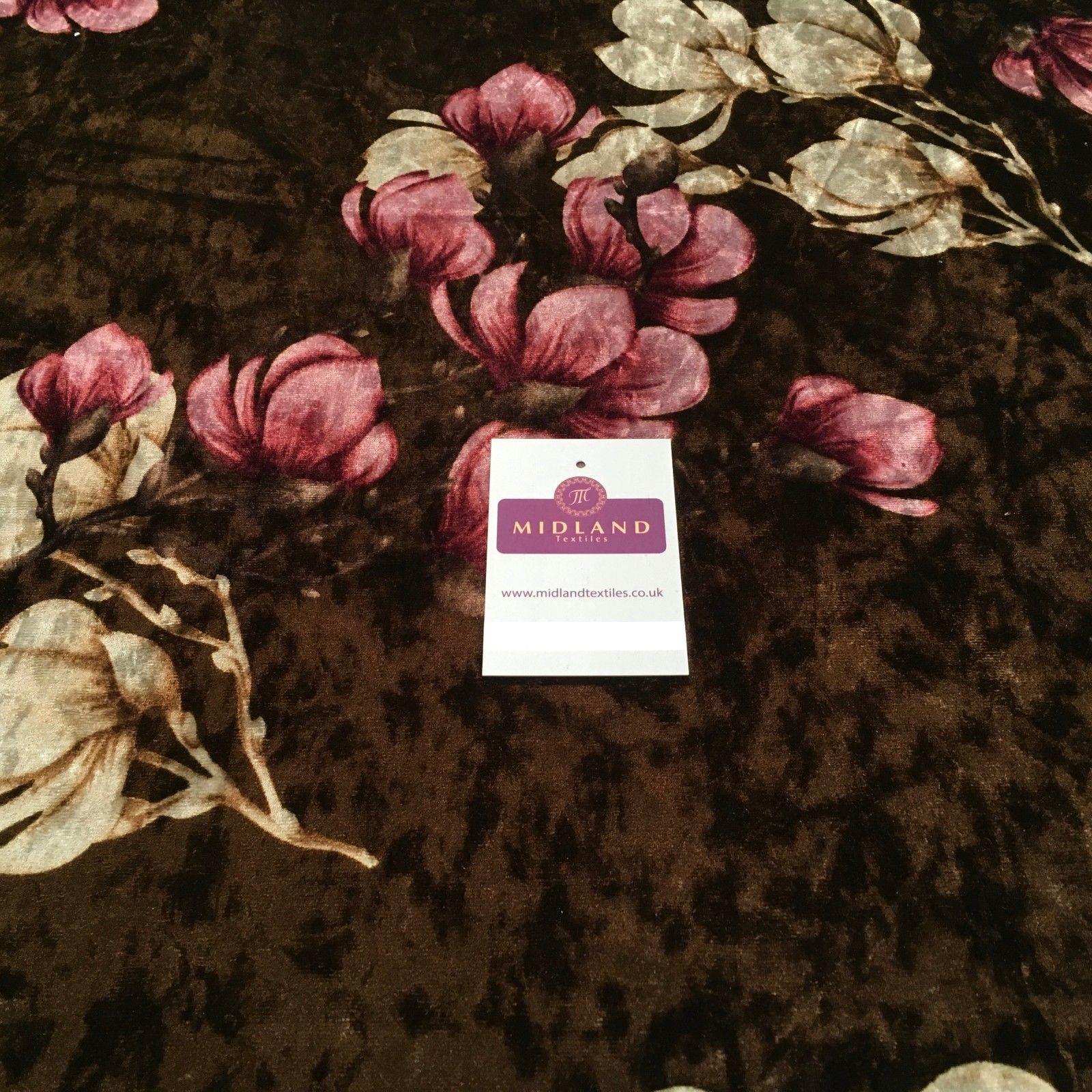 Vintage Floral Velvet Velour Stretch Printed dress fabric 55' Wide M991 Mtex