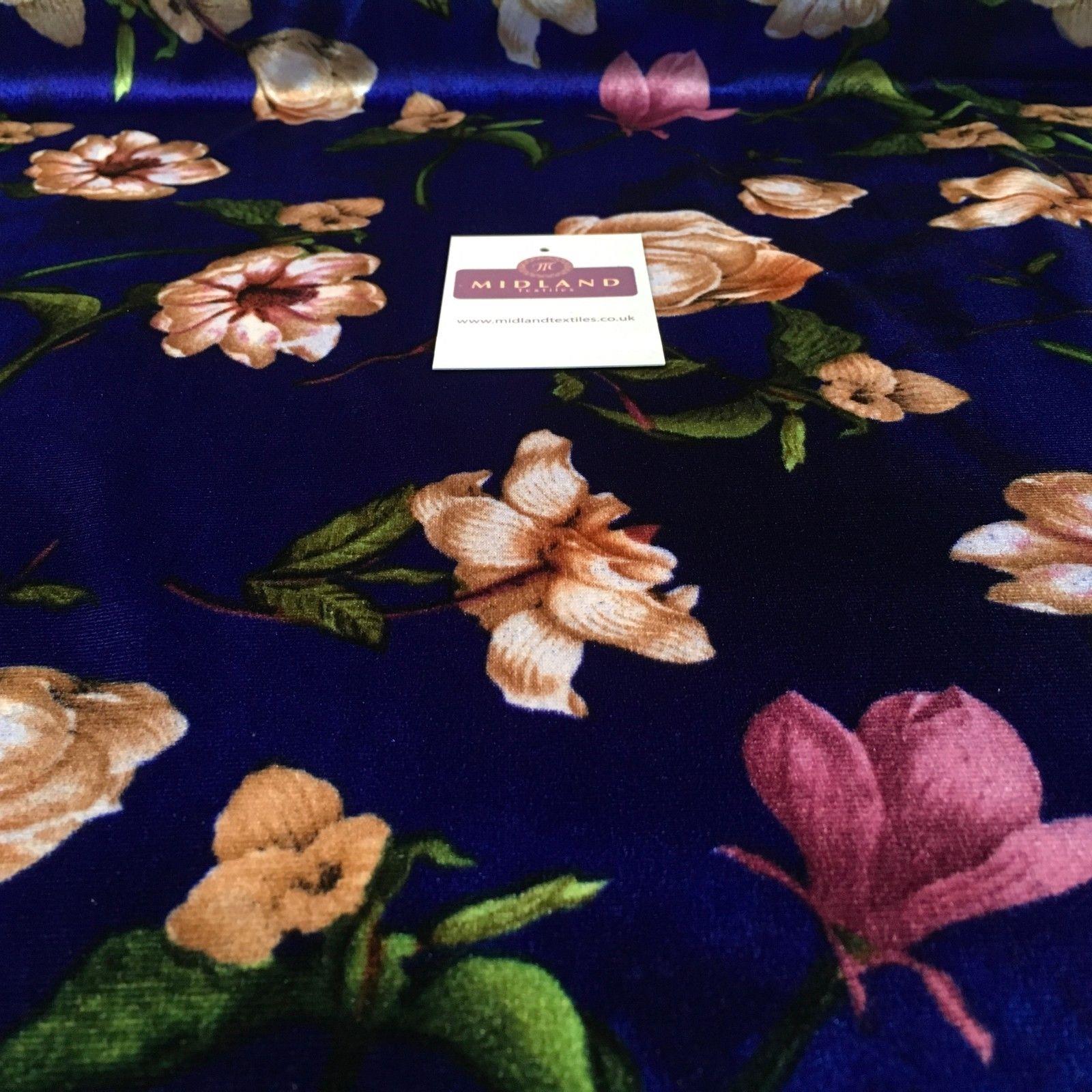 Vintage Floral Velvet Velour Stretch Printed dress fabric 55' Wide M991 Mtex