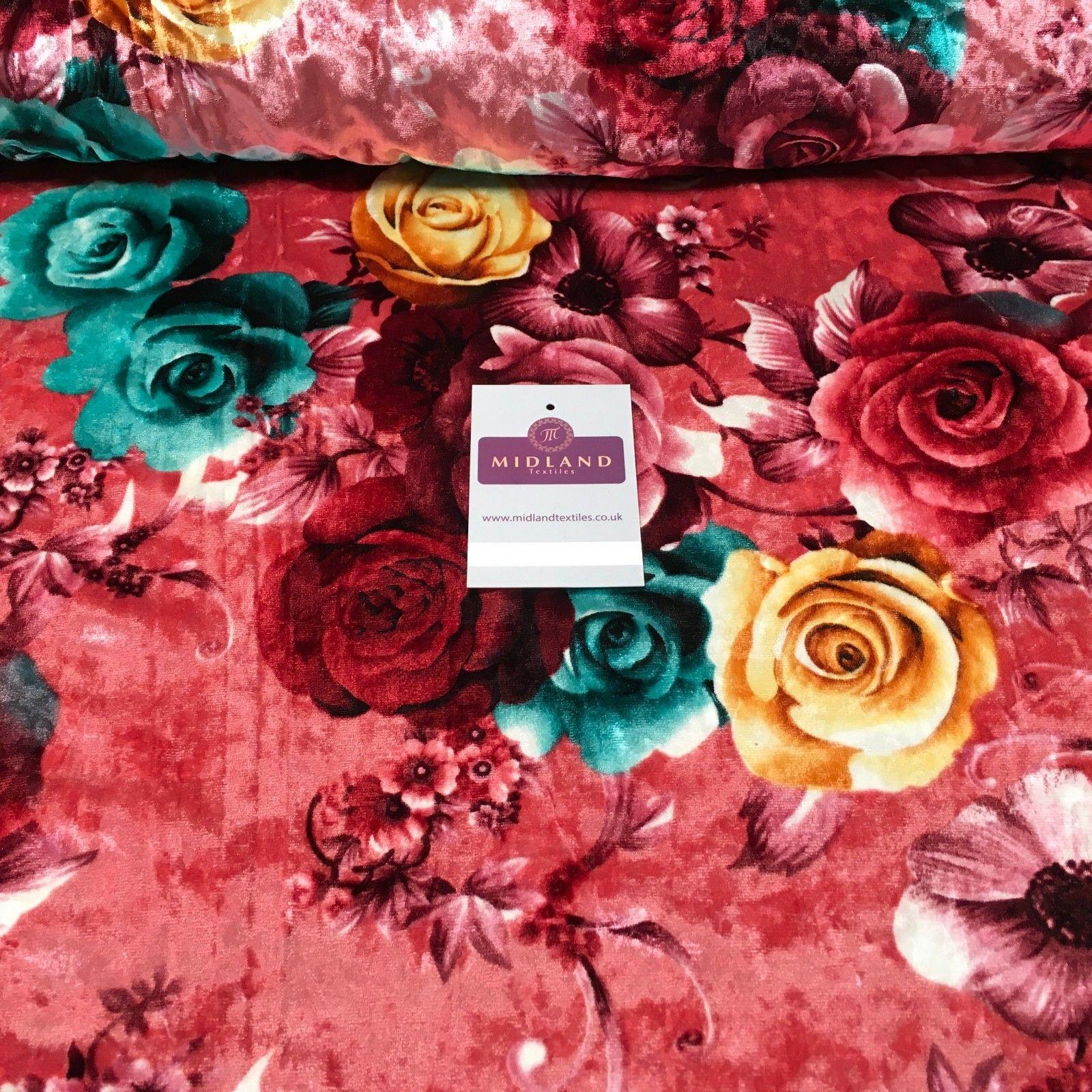 Vintage Floral Velvet Velour Stretch Printed dress fabric 55' Wide M991 Mtex