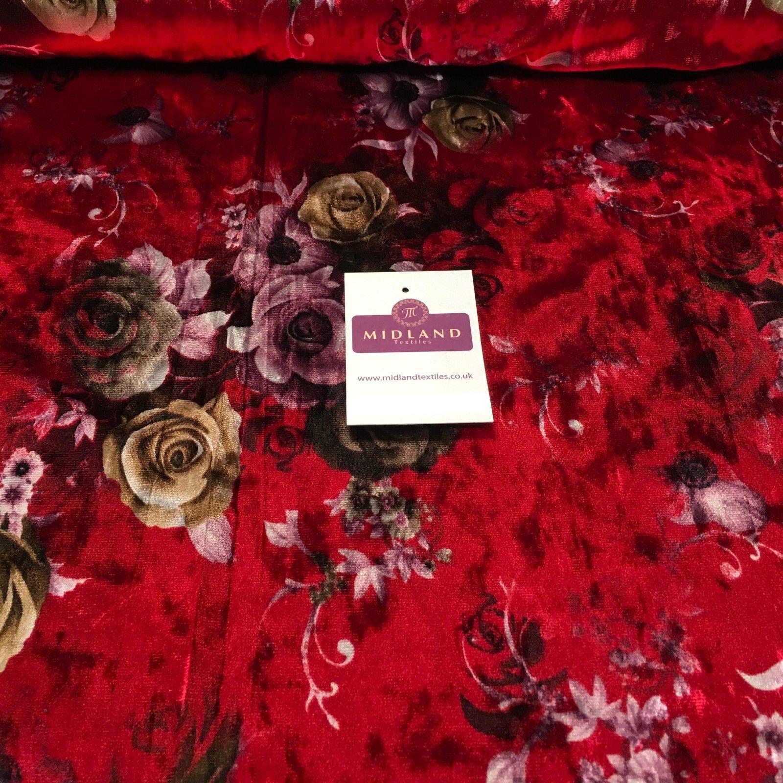 Vintage Floral Velvet Velour Stretch Printed dress fabric 55' Wide M991 Mtex