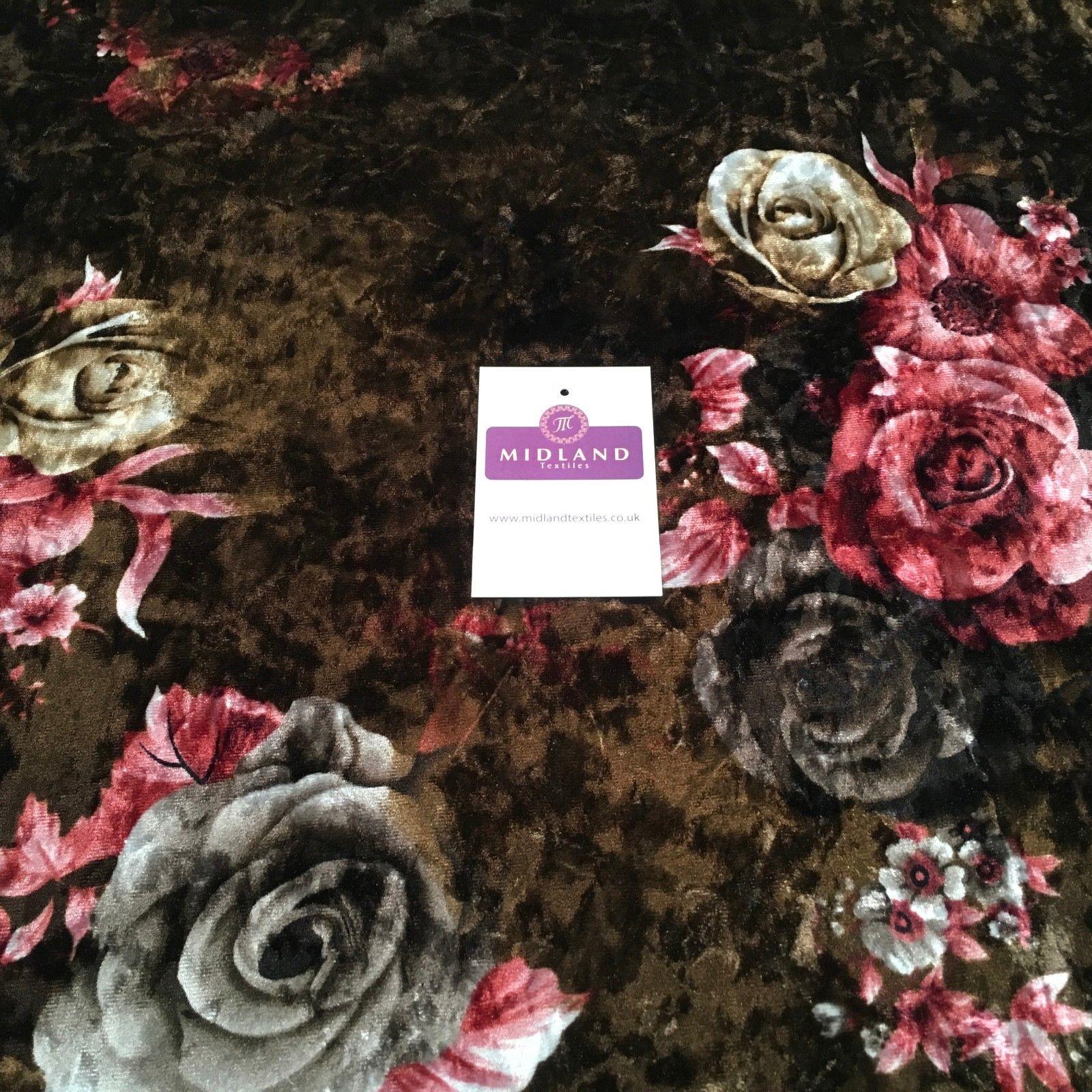 Vintage Floral Velvet Velour Stretch Printed dress fabric 55' Wide M991 Mtex