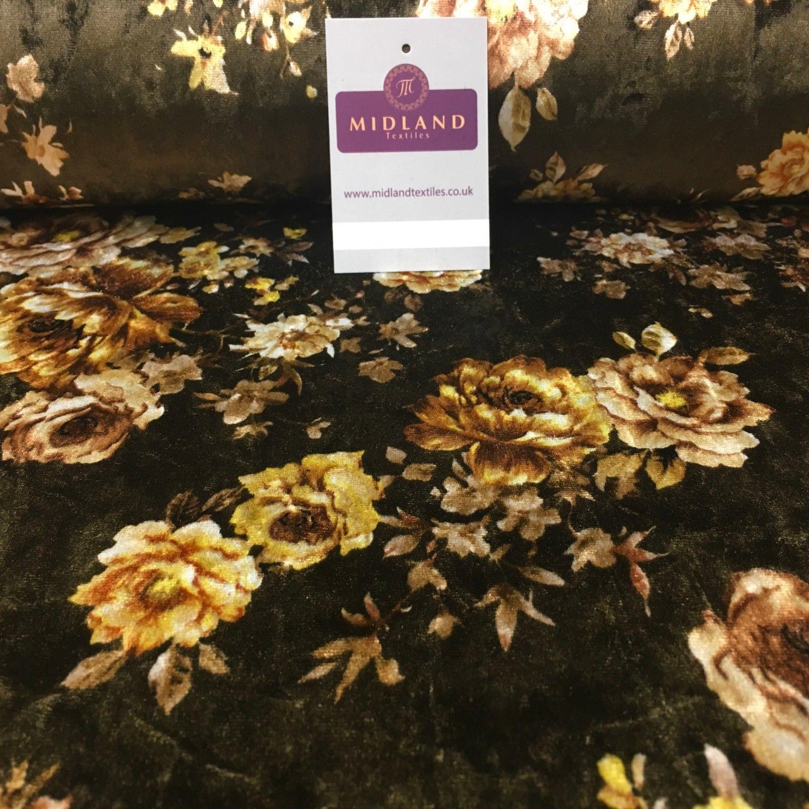 Vintage Floral Velvet Velour Stretch Printed dress fabric 55' Wide M991 Mtex