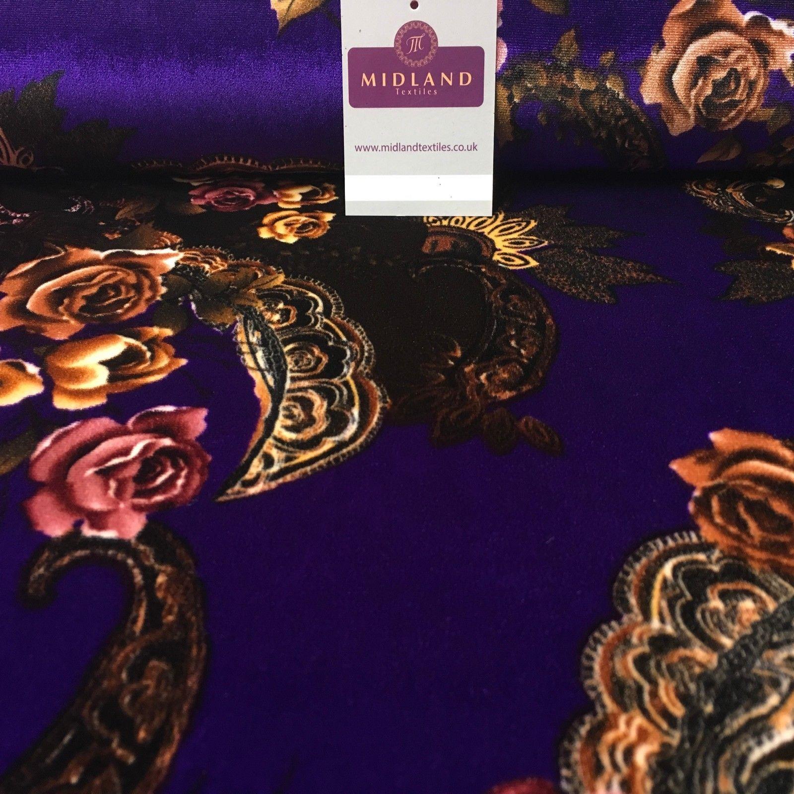 Vintage Floral Velvet Velour Stretch Printed dress fabric 55' Wide M991 Mtex