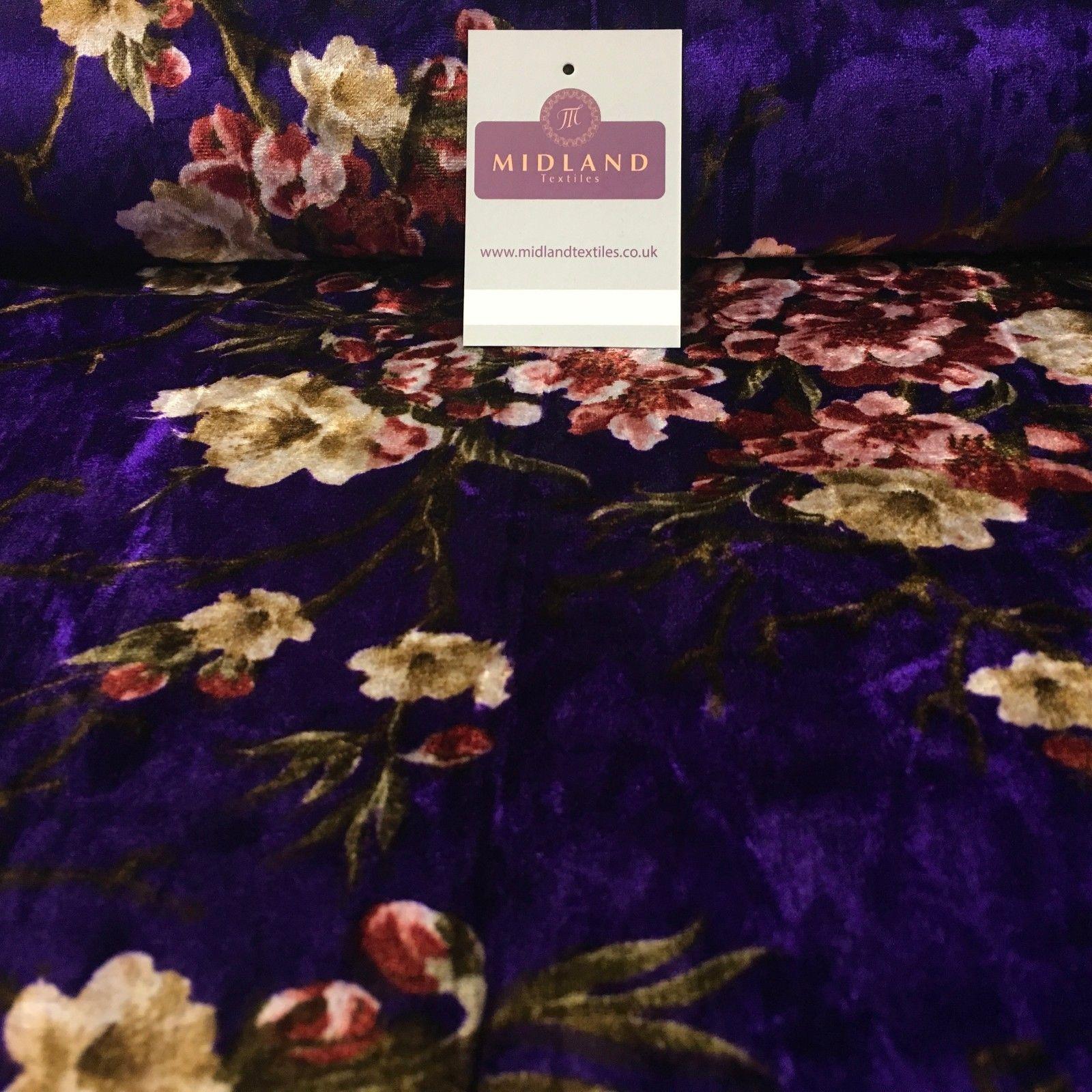Vintage Floral Velvet Velour Stretch Printed dress fabric 55' Wide M991 Mtex