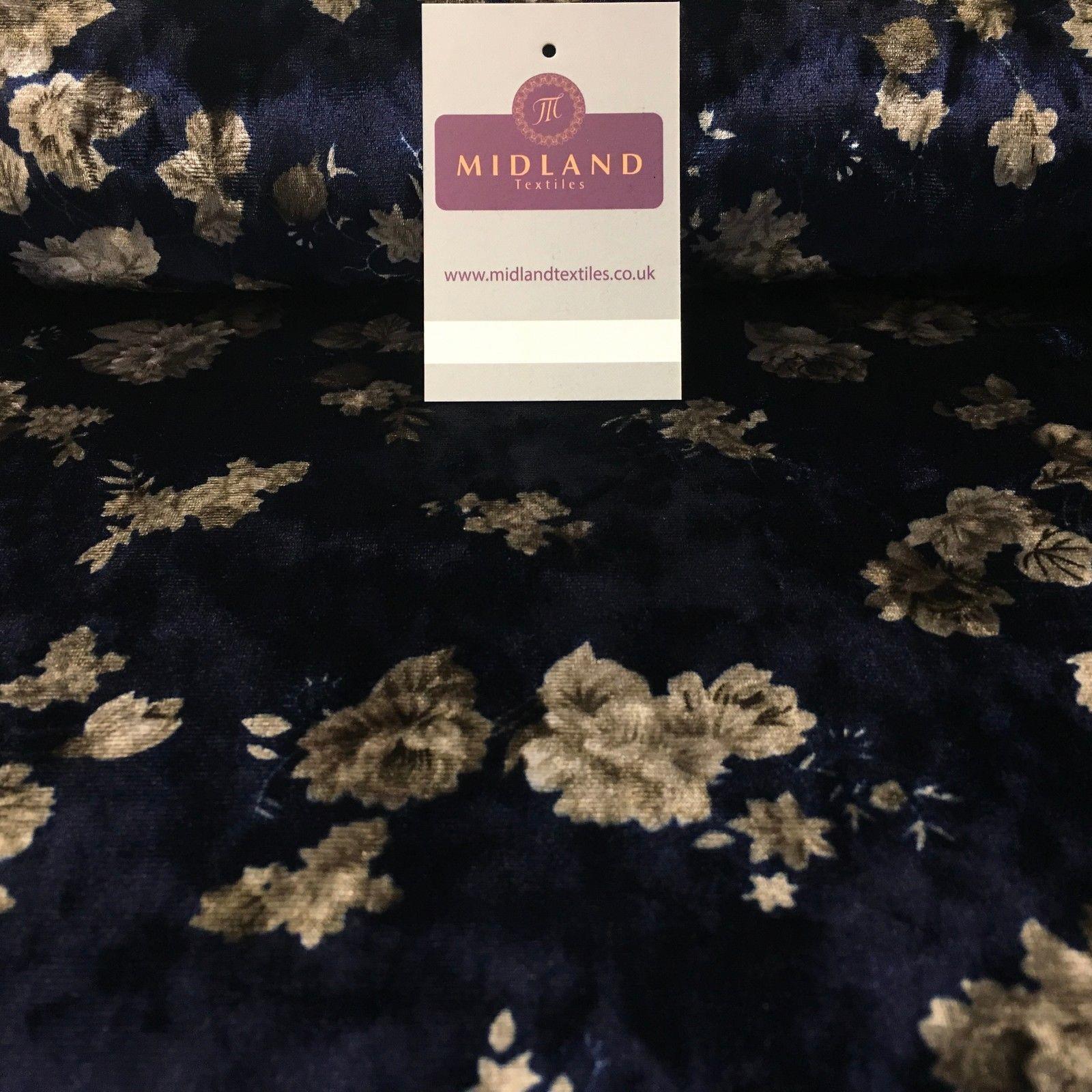 Vintage Floral Velvet Velour Stretch Printed dress fabric 55' Wide M991 Mtex