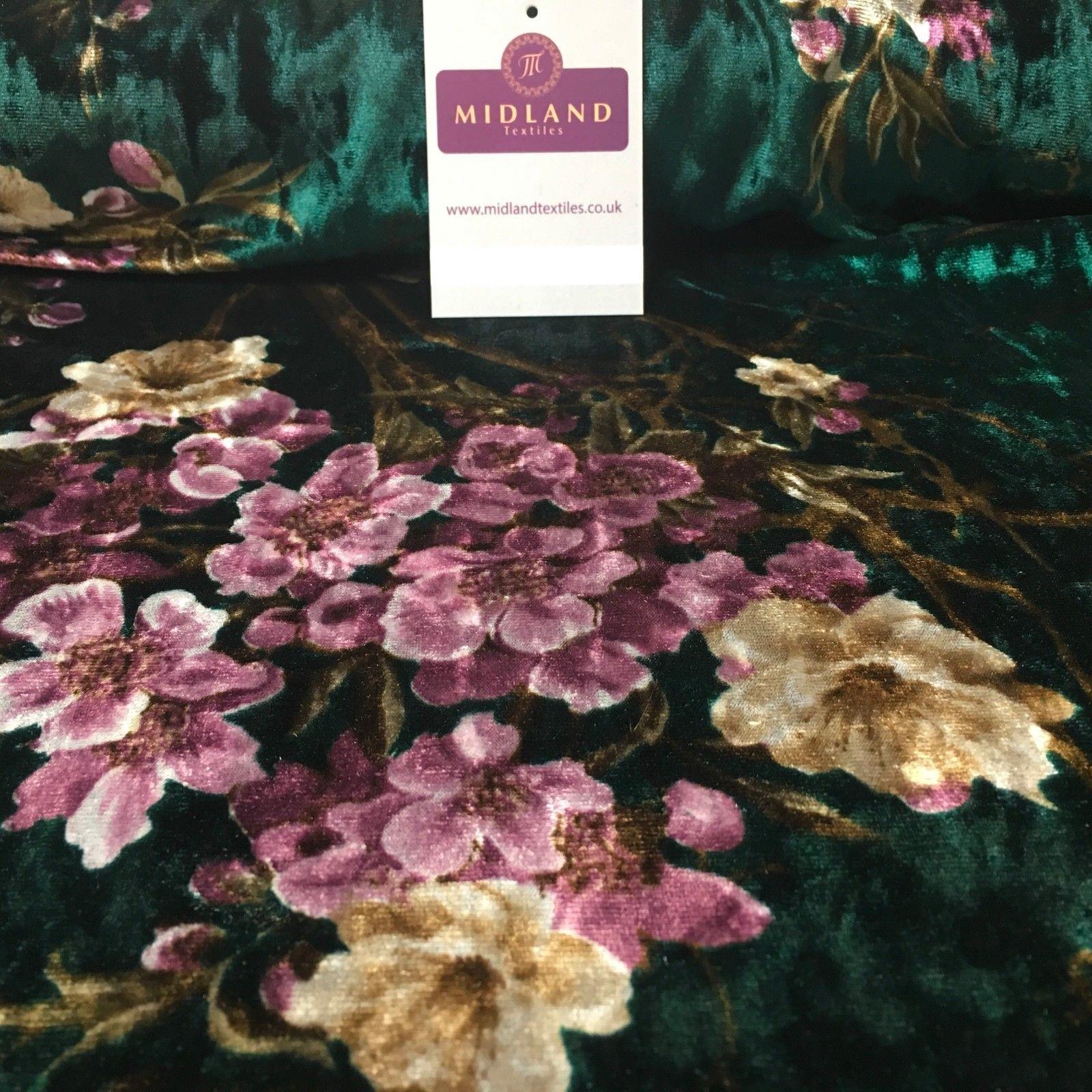 Vintage Floral Velvet Velour Stretch Printed dress fabric 55' Wide M991 Mtex