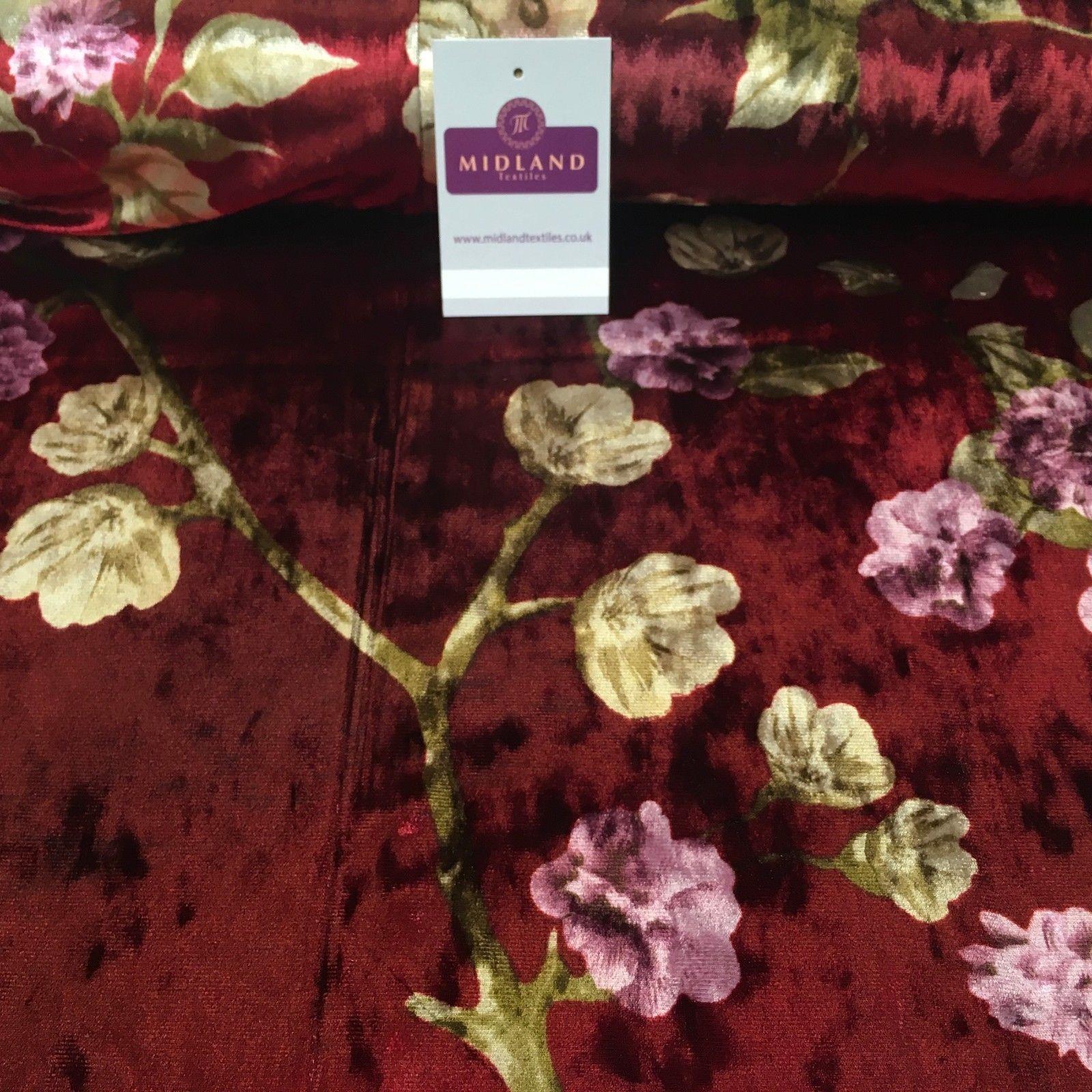 Vintage Floral Velvet Velour Stretch Printed dress fabric 55' Wide M991 Mtex